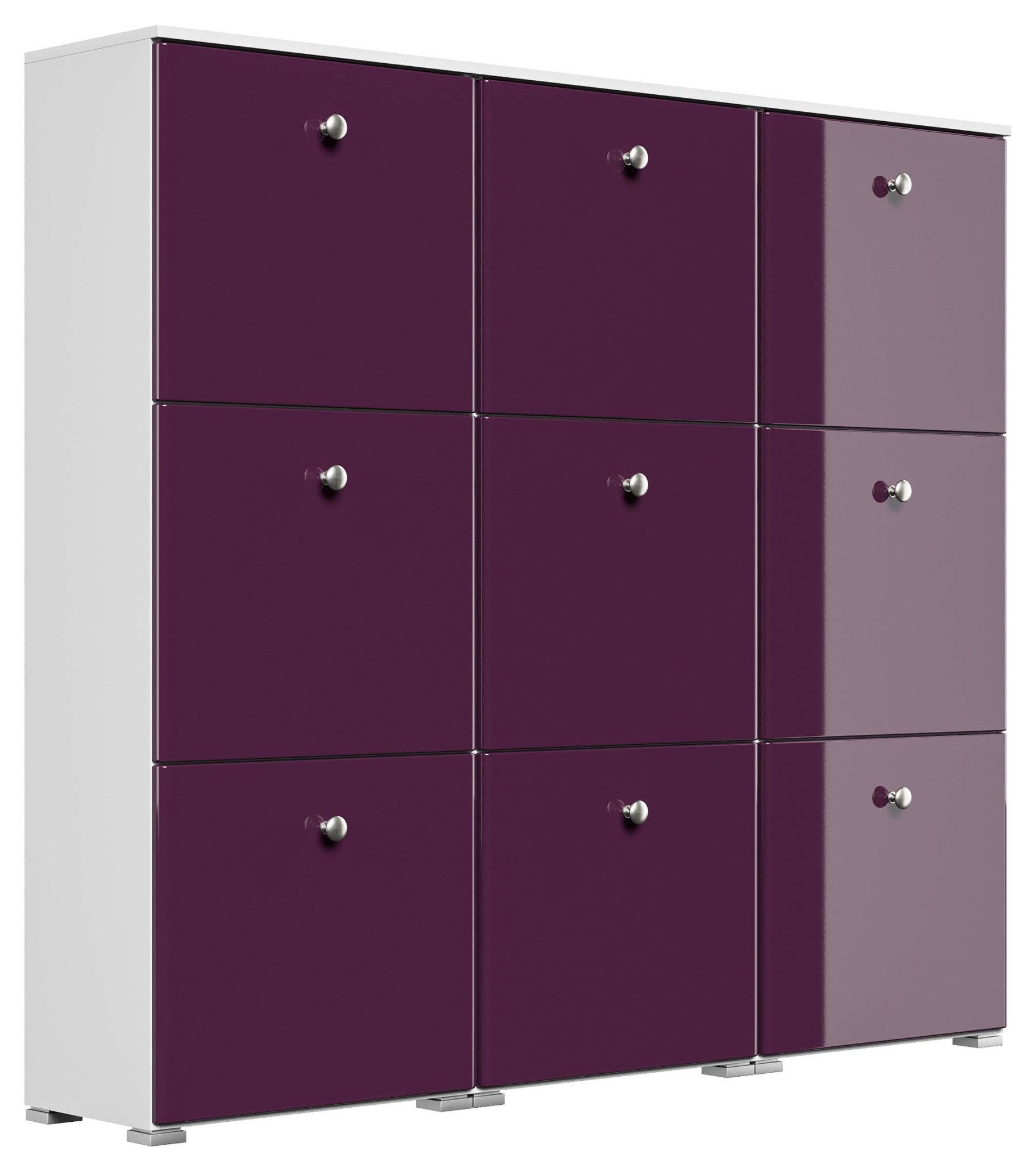 Magnolia Home Schuhschrank Schuhschrank XL Comfort 9 Klappen 36 Paar 157x141 cm Weiss-Brombeer