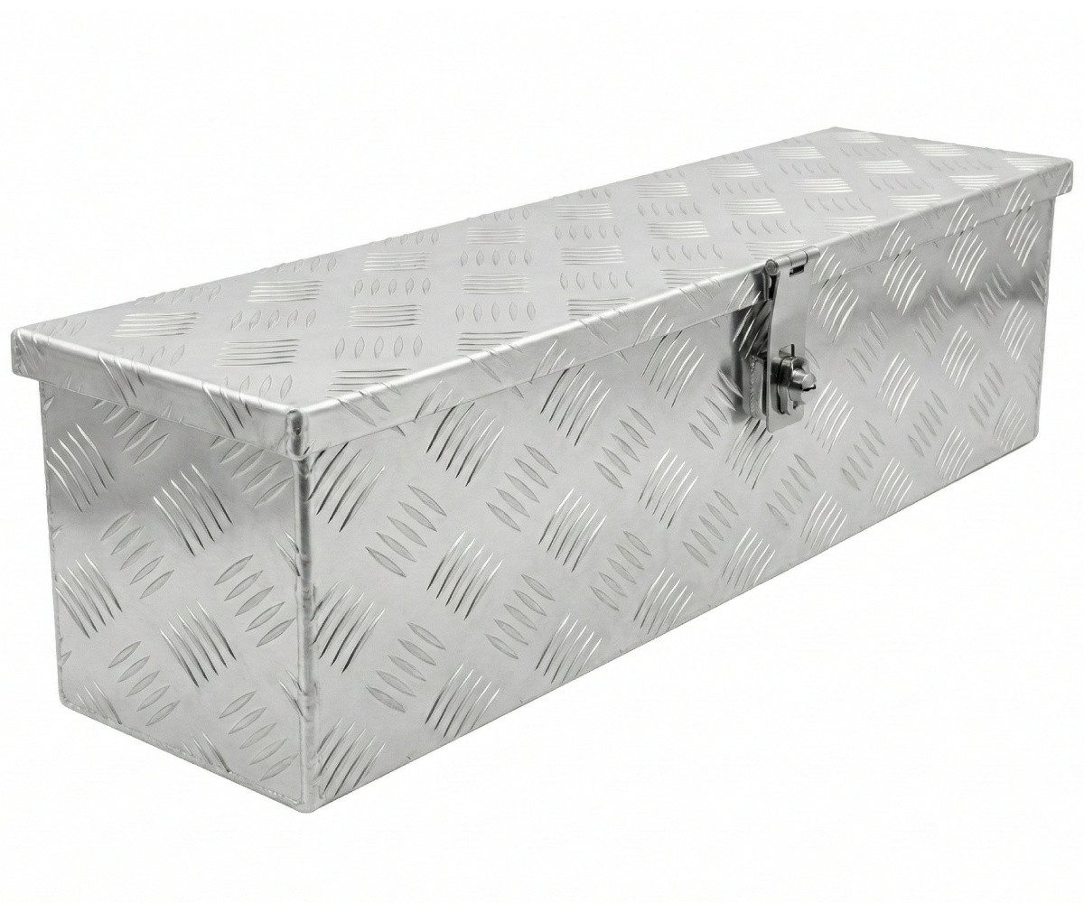 Systafex® Anhänger-Deichselbox Alu Riffelblech Deichselbox 78cm flach abschließbar mit Schloss, abgerundete Kanten – Bild 2 von 5
