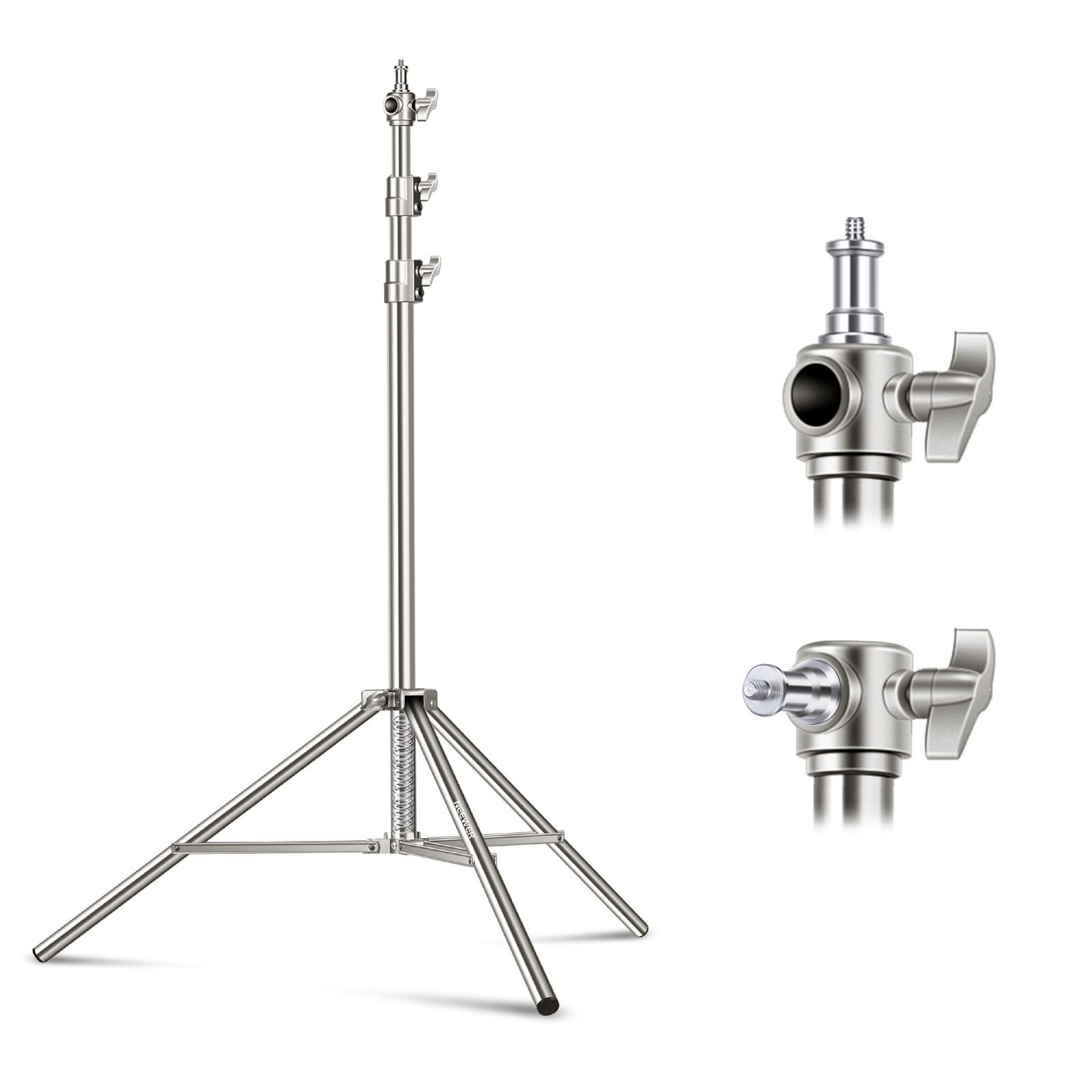 Neewer ST-220SS 2,2m Edelstahl-Stativ federgepolstert Lampenstativ (höhenverstellbar von 97 bis 220 cm)