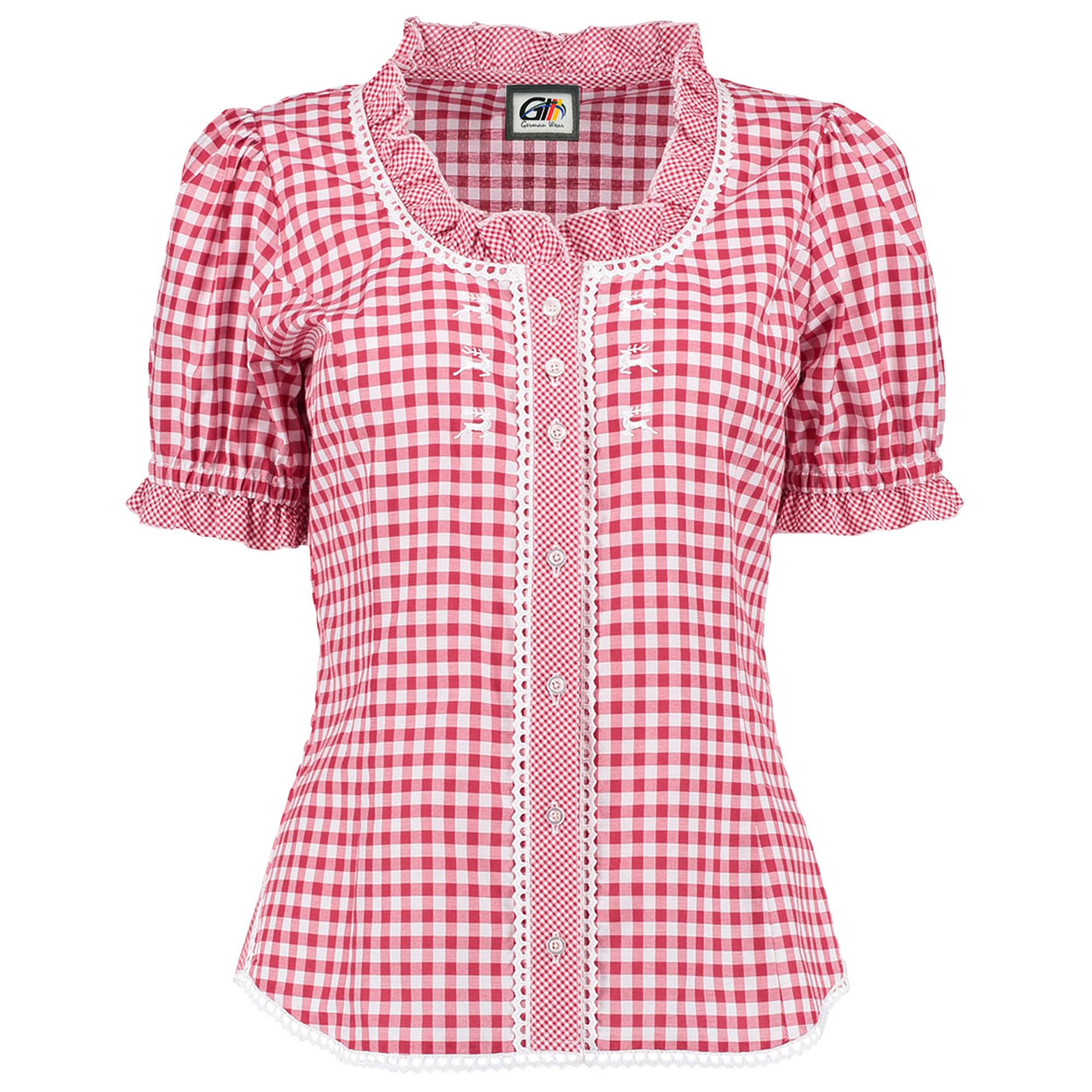 German Wear Carmenbluse OB35 Trachtenbluse Carmenbluse für trachten lederhosen bluse kariert