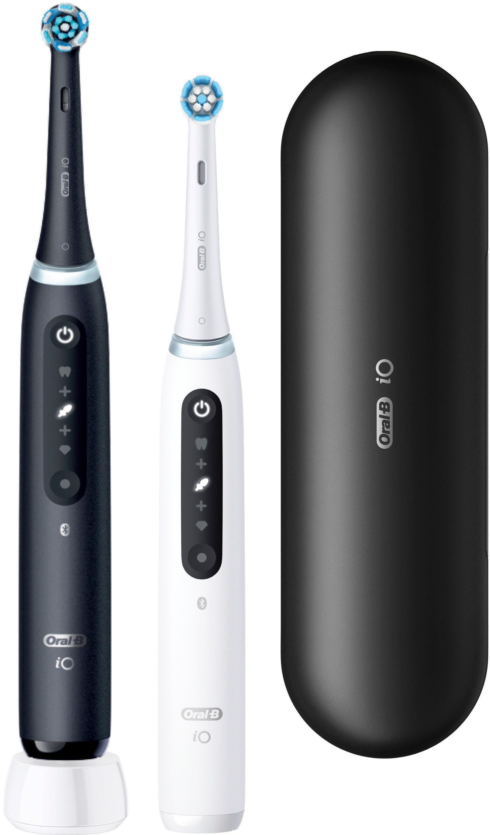 Oral-B Elektrische Zahnbürste iO 5 Duopack, Aufsteckbürsten: 2 St., mit Magnet-Technologie, LED-Anzeige, 5 Putzmodi, Reiseetui