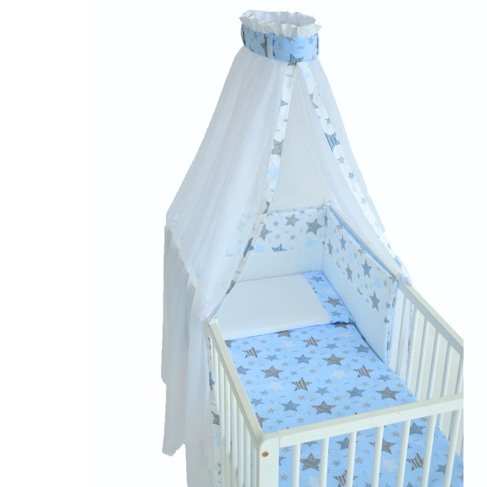 Babybettwäsche Bett Set 4tlg für Kinderbett 70x140 cm, Sterne, Nestchen