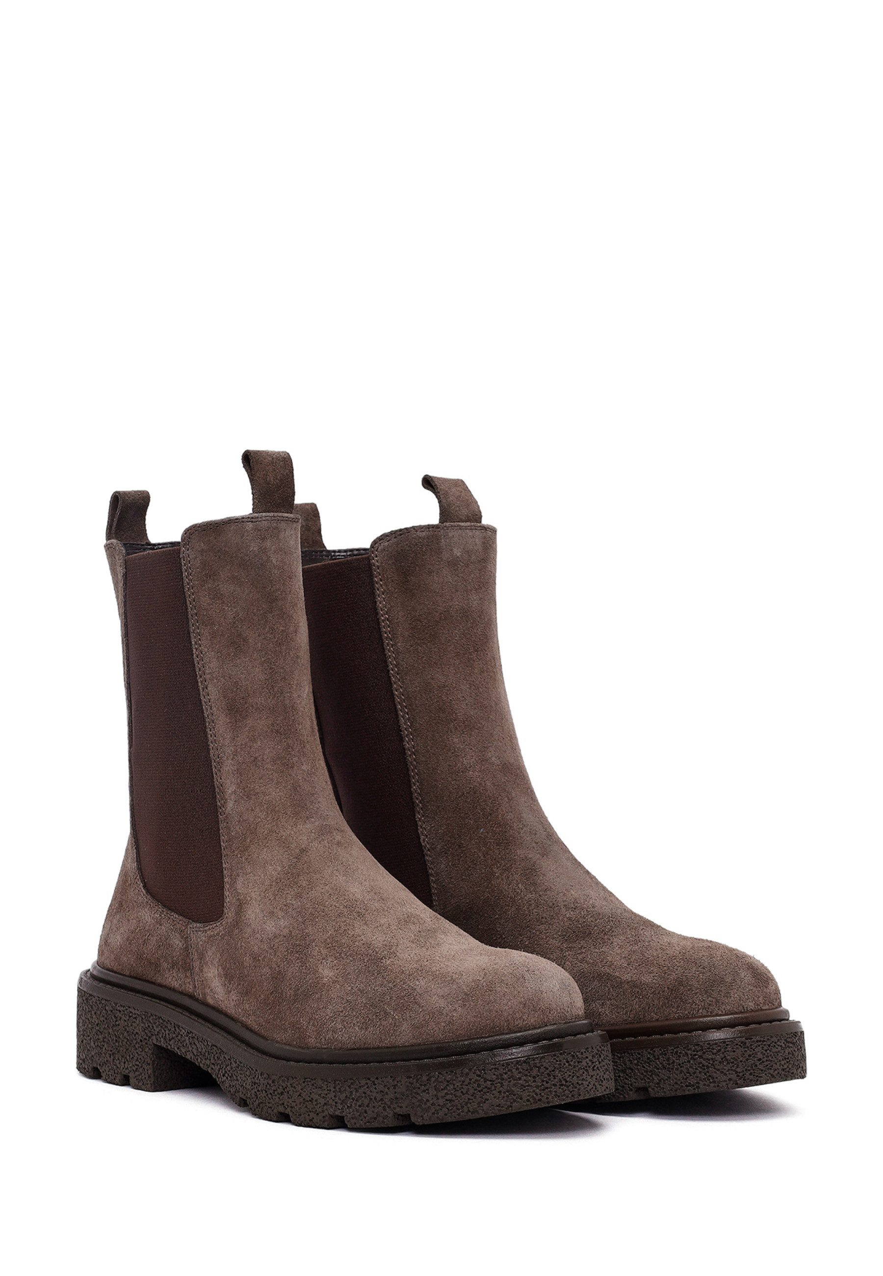 Derimod Chelsea-Stiefel aus Veloursleder Chelseaboots Lederfutter, Thermosohle, Absatz 2 cm