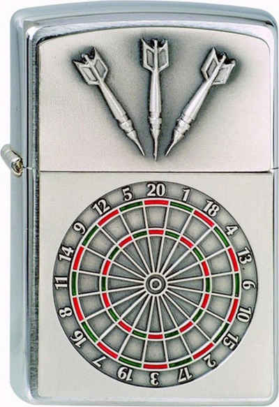 LK Trend & Style Feuerzeug Zippo Dart Board Emblem Feuerzeug (mit Geschenkpackung, Zippo Dart), Tolles Geschenk für alle Dart Spieler