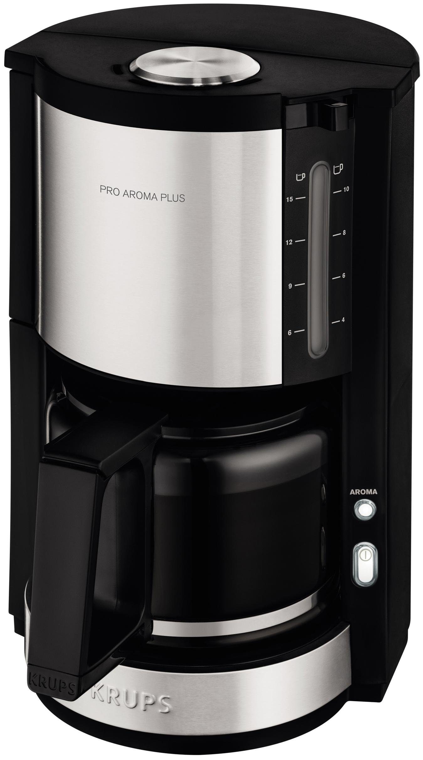 Krups Filterkaffeemaschine ProAroma Plus KM321, 1,25l Kaffeekanne,  Papierfilter 1x4, 1,25l Kaffeekanne, Papierfilter 1x4, mit Aromaschalter,  1100 Watt, schwarz mit Edelstahlapplikationen online kaufen | OTTO