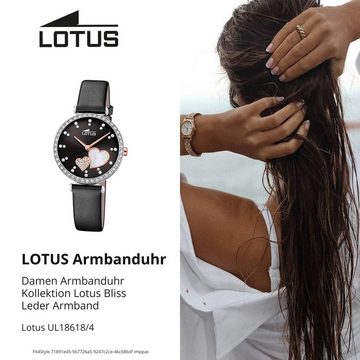 Lotus Quarzuhr Lotus Damenuhr Bliss Armbanduhr Leder, (Analoguhr), Damen Armbanduhr rund, klein (ca. 29mm), Edelstahl, Luxus