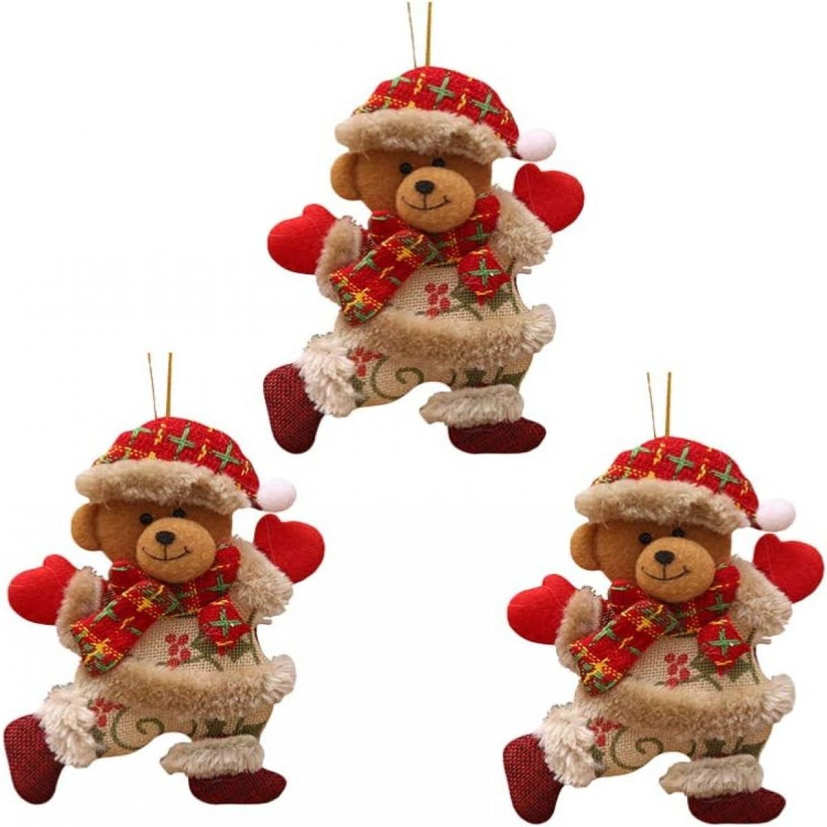 Jormftte Weihnachtsfigur 3 stücke Weihnachtsbär Weihnachtsbaum Hängen Party Ornamente für