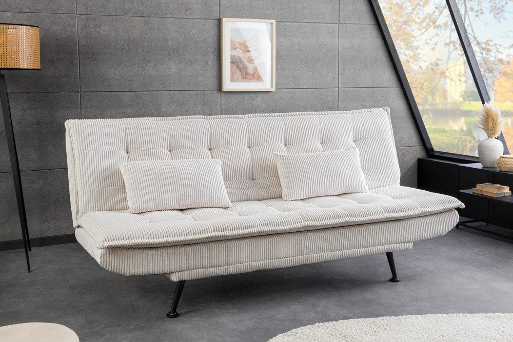riess-ambiente Schlafsofa JAZZ 190cm beige – 3-Sitzer Sofa mit Bettfunktion, Cordbezug, modern, Einzelartikel 1 Teile, komfortable Ausziehcouch mit Polsterung – – Bild 4 von 5