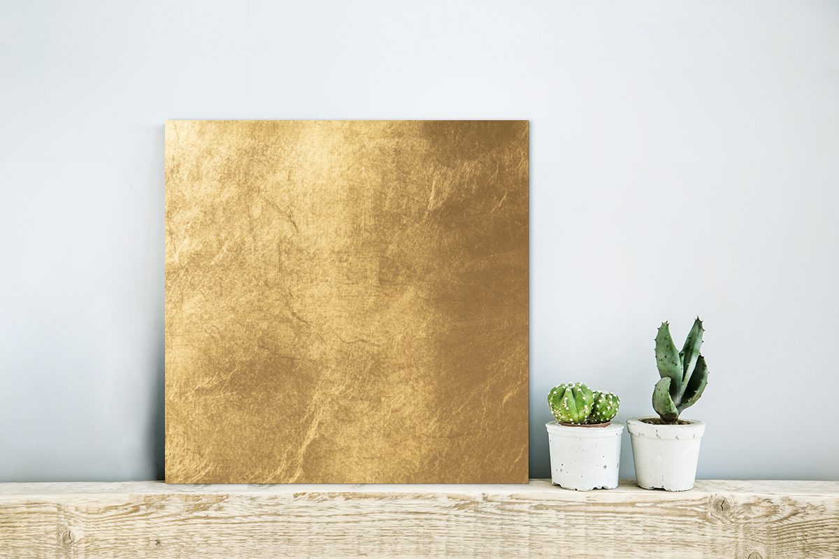MuchoWow Metallbild Licht fällt auf eine goldene Wand, Inkl. Aufhängung, Al günstig online kaufen