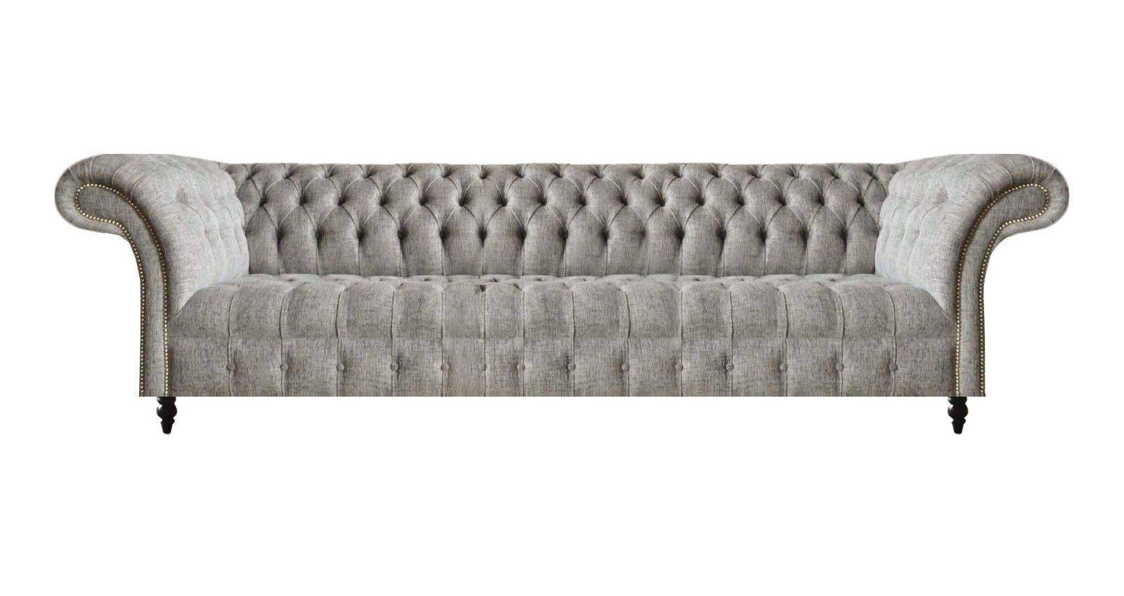 Chesterfield-Sofa Luxus Chesterfield Sofa in Grau mit hochwertiger Polsterung