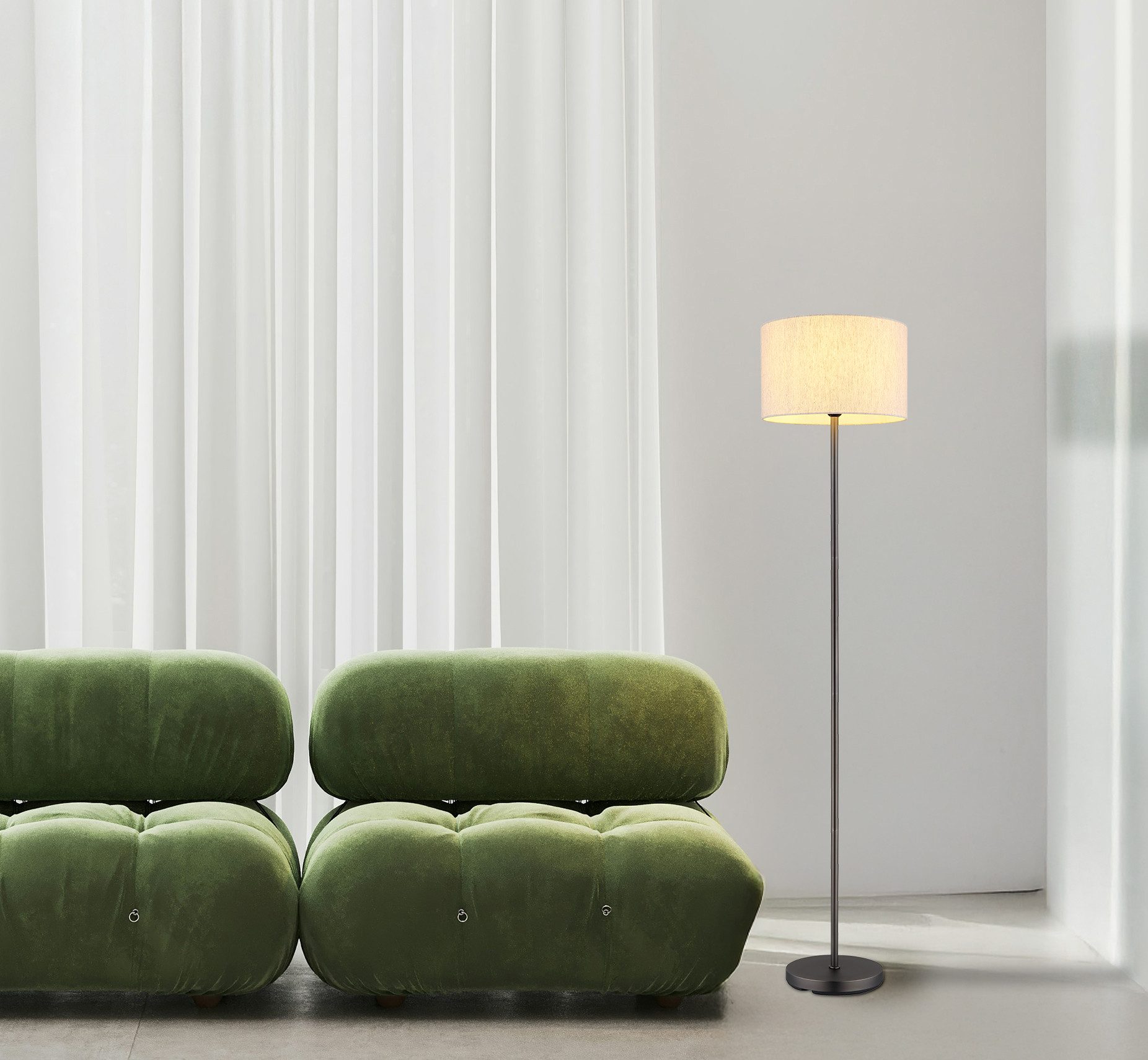 NOWA Stehlampe THEA, ohne Leuchtmittel, Stehleuchte schwarz-chrom matt Wohn günstig online kaufen