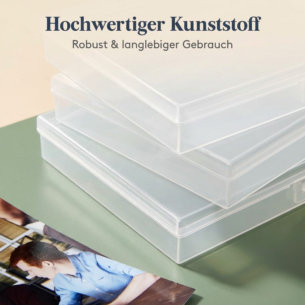 Lifewit Fotobox Fotobox Aufbewahrungsbox mit innere Fotohalter, Fotoetui, Klar (18 St)