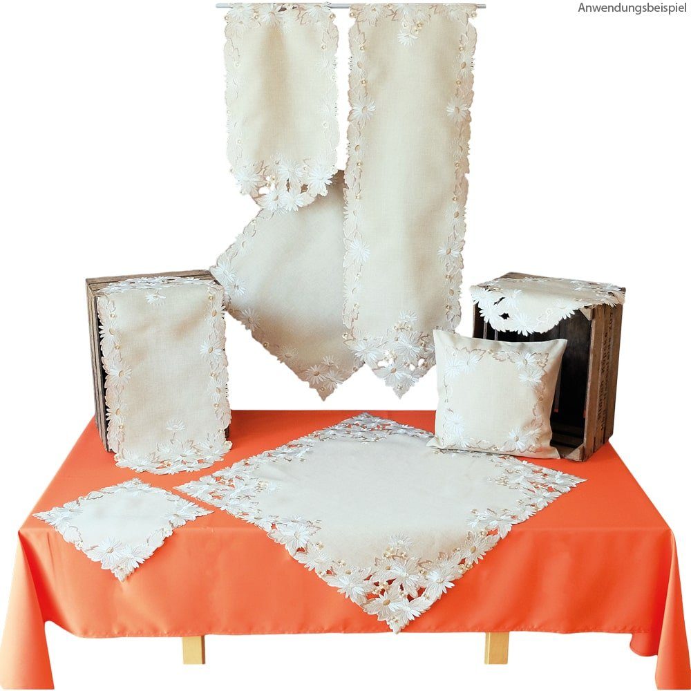 matches21 HOME & HOBBY Tischdecke Tischläufer LOLA Blütenbordüre Stick Ton günstig online kaufen