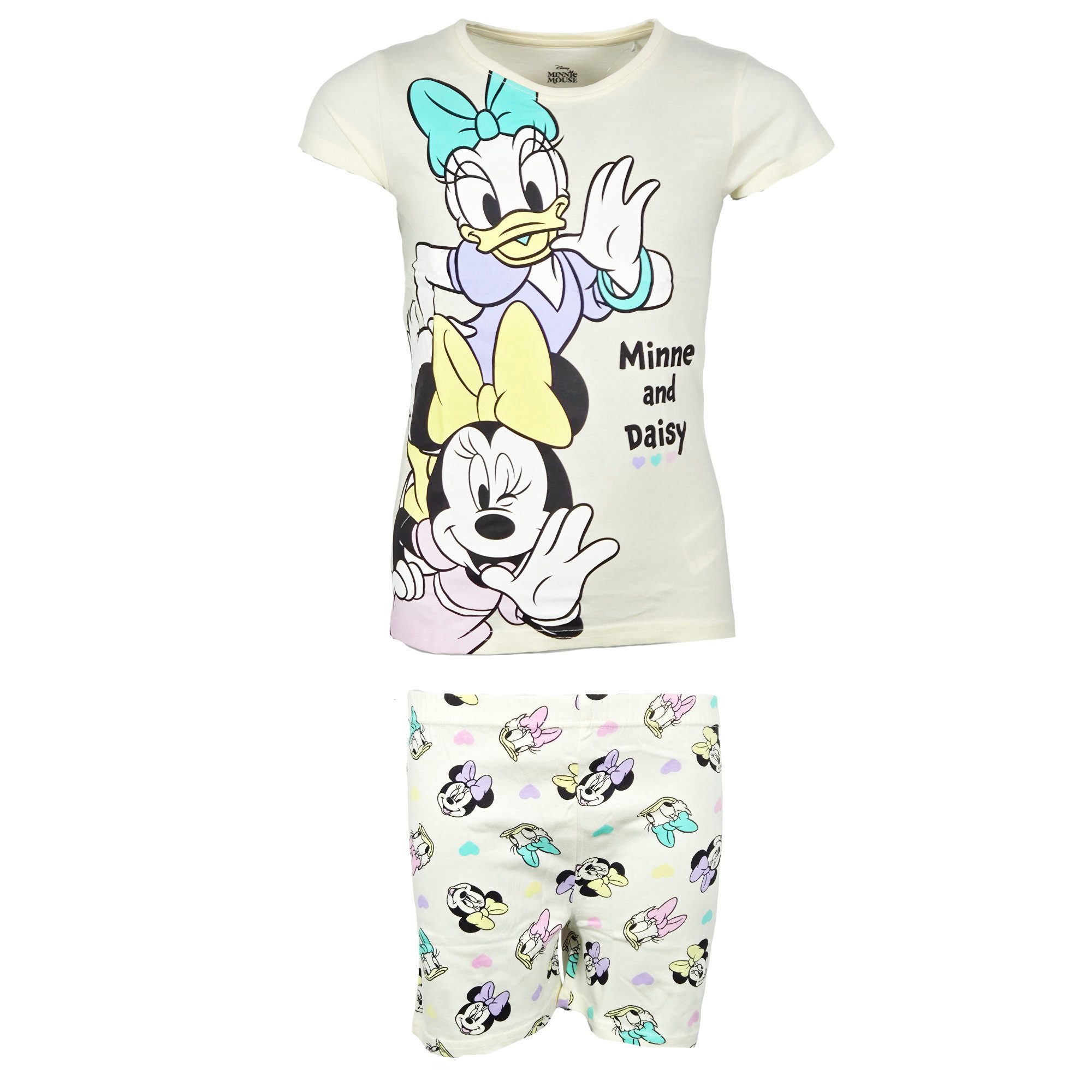 Disney Schlafanzug Disney Minnie Maus Daisy Kinder Schlafanzug Pyjama Shorts Shirt 100% Baumwolle, Gr. 104 bis 134
