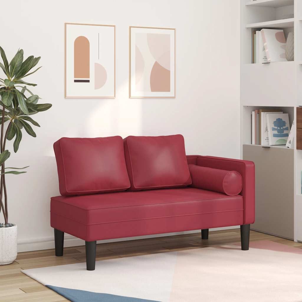 vidaXL Chaiselongue Chaiselongue mit Kissen Weinrot Kunstleder, 1 Teile