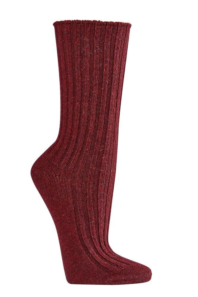 Warme mit Paar) in Biowolle Socken bordeaux vielen Farben Socken Wowerat (2 schönen 40%