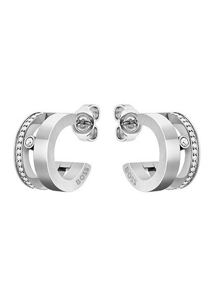 BOSS Paar Creolen Schmuck Edelstahl Ohrschmuck Ohrringe LYSSA, mit Glasstein