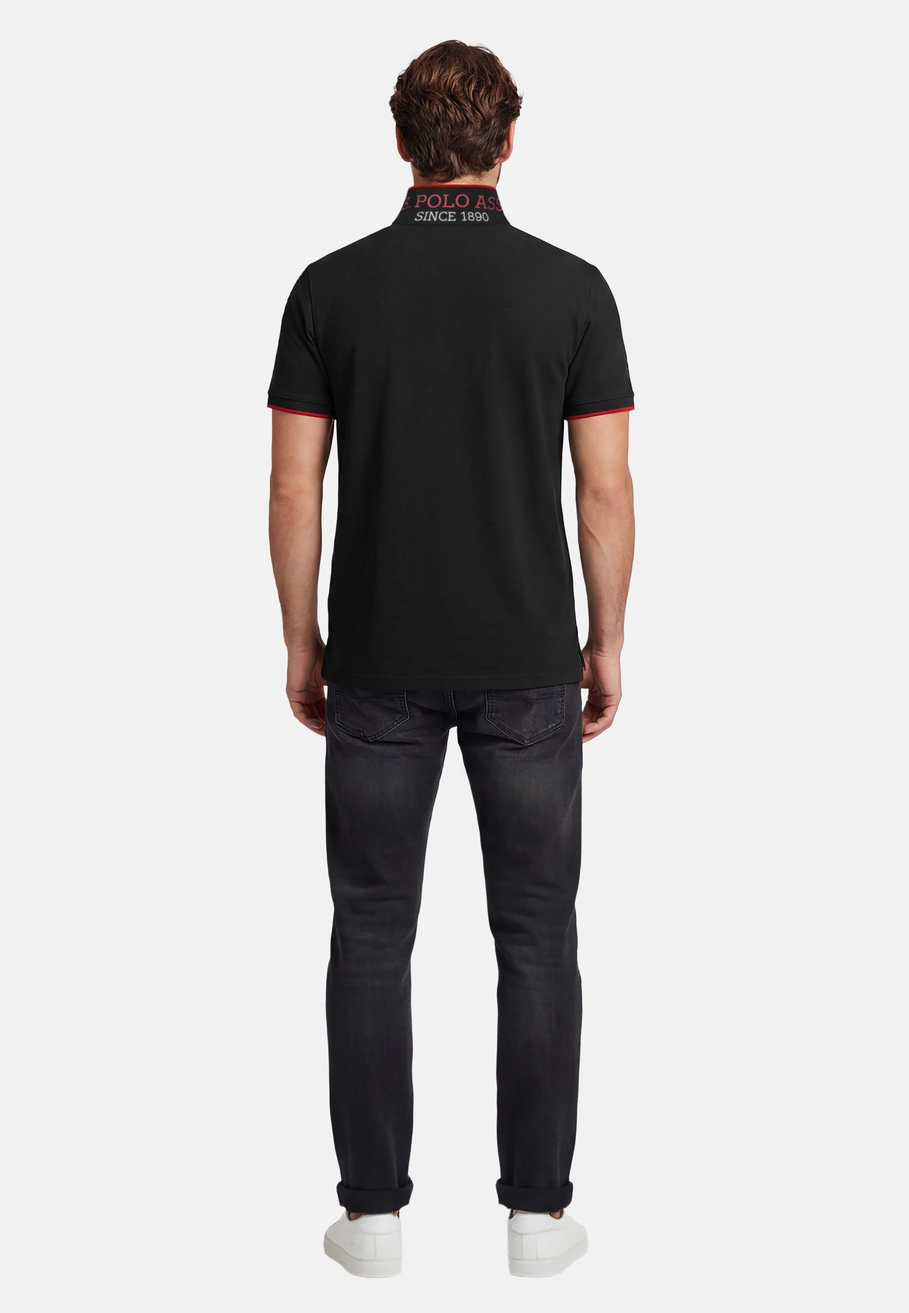 U.S. Polo Assn. Poloshirt USKayle – Classic Fit kurzarm mit Logo-Stickerei Mit Flachstrick-Kragen, Knopfleiste und elastischer Baumwollmischung – Bild 4 von 5