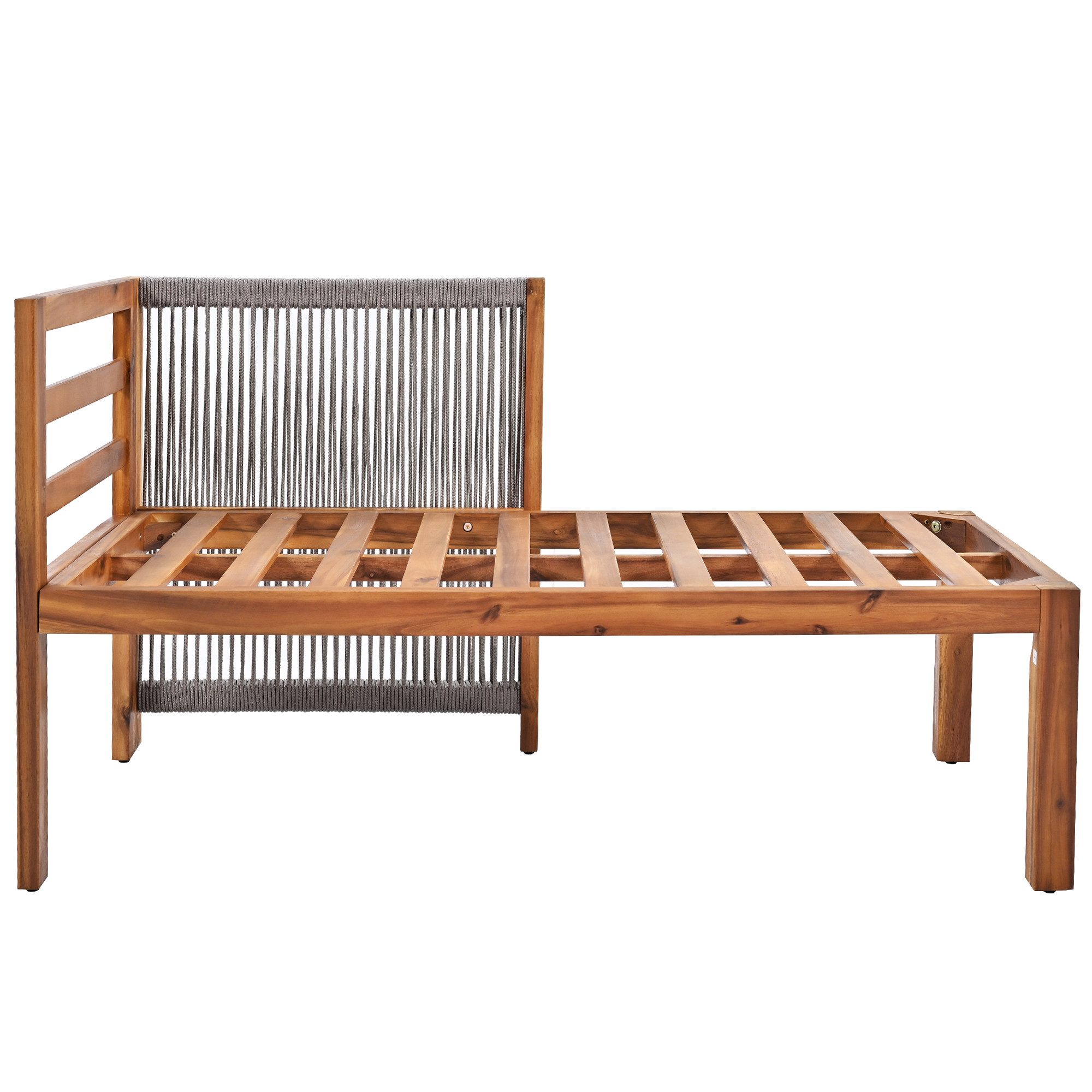 Merax Gartenlounge-Set für 4 Personen, (3-tlg., 2 Eckbänke, 1 Couchtisch), Gartenmöbel Set aus Akazie, Sitzgruppe Rope Seil Lounge Balkonset