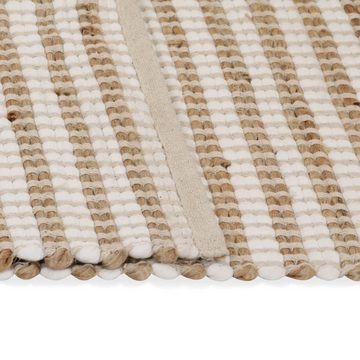 Teppich Handgewebter Teppich Jute Stoff 120 x 180 cm Natur und Weiß, vidaXL, Rechteckig