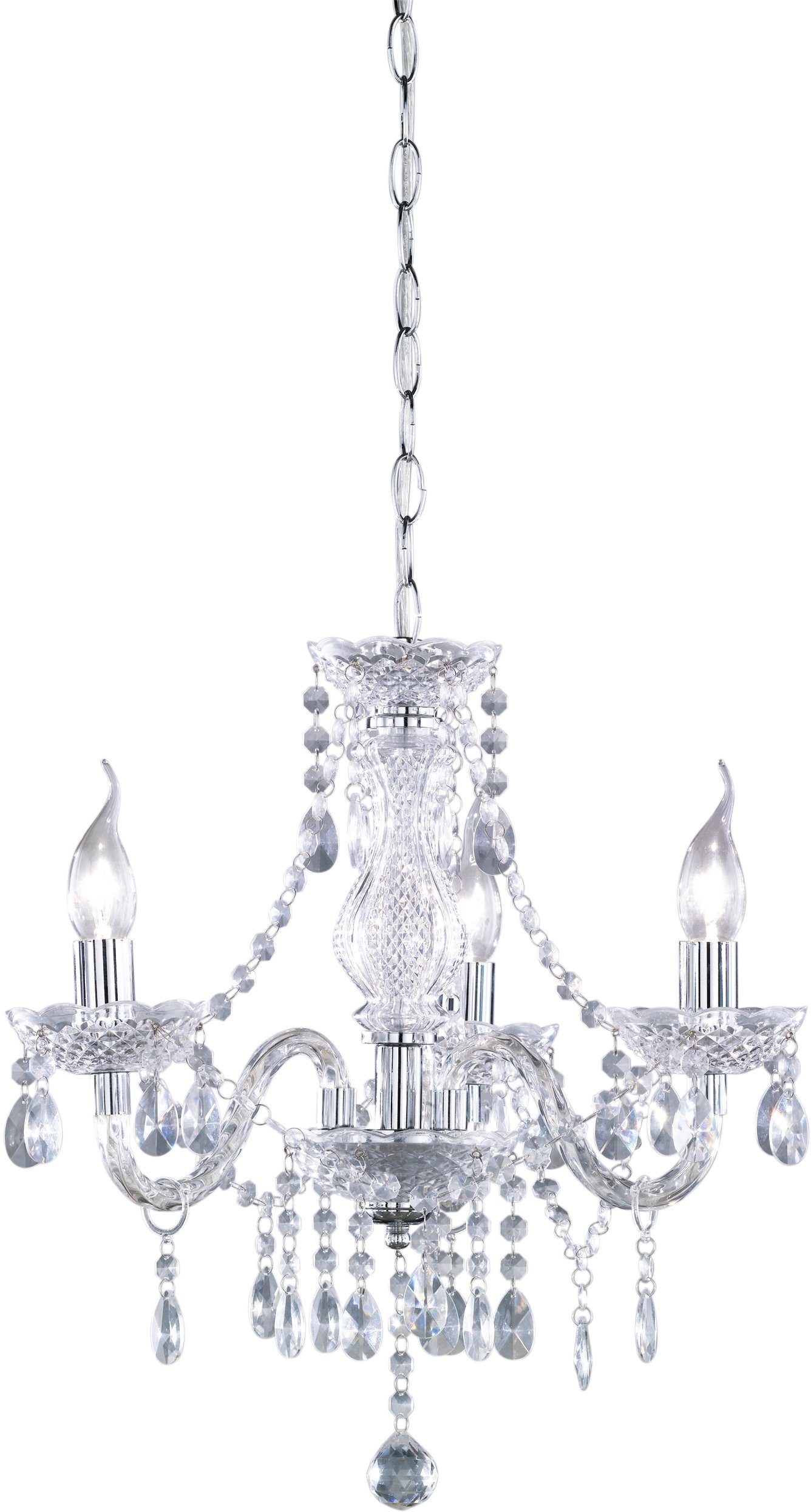 TRIO Leuchten Kronleuchter, Hängelampe 3-flammig, klarer Kristallbehang aus  Acryl, exkl. Leuchtmittel (E14), Ø 46cm online kaufen | OTTO