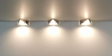 TRANGO LED Unterbauleuchte, 6er Set 6739-62 LED-Küchenunterbauleuchte *COOK* LED Einbauleuchte - Einbaustrahler aus Edelstahl inkl. 6x 4.8 Watt LED Modul 3000K warmweiß - direkt 230 Volt - beliebig erweiterbar, Schalter - Dreieckleuchte – Schrankleuchte