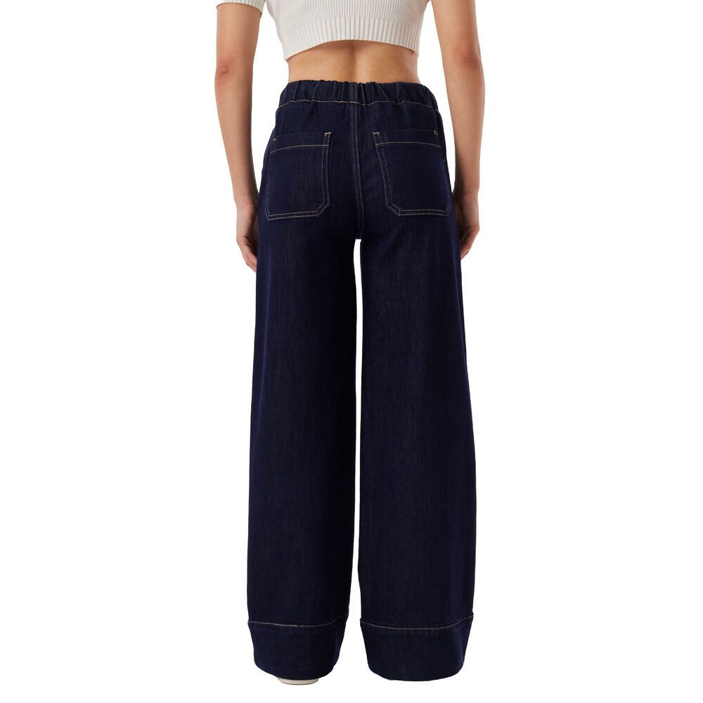 Ital-Design Weite Jeans Lässige Damenhose mit weitem Schnitt und Kordelzug (91531126) Stretch Relaxed Fit Jeans in Dunkelblau – Bild 3 von 5