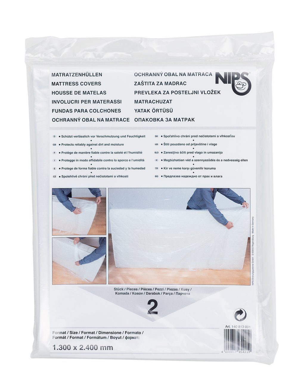 NIPS Schutzfolie MATRATZENHÜLLE 130 x 240 cm / Abdeckfolie, (2-St), Möbelschutzhülle für Umzug, Renovierung und Lagerung