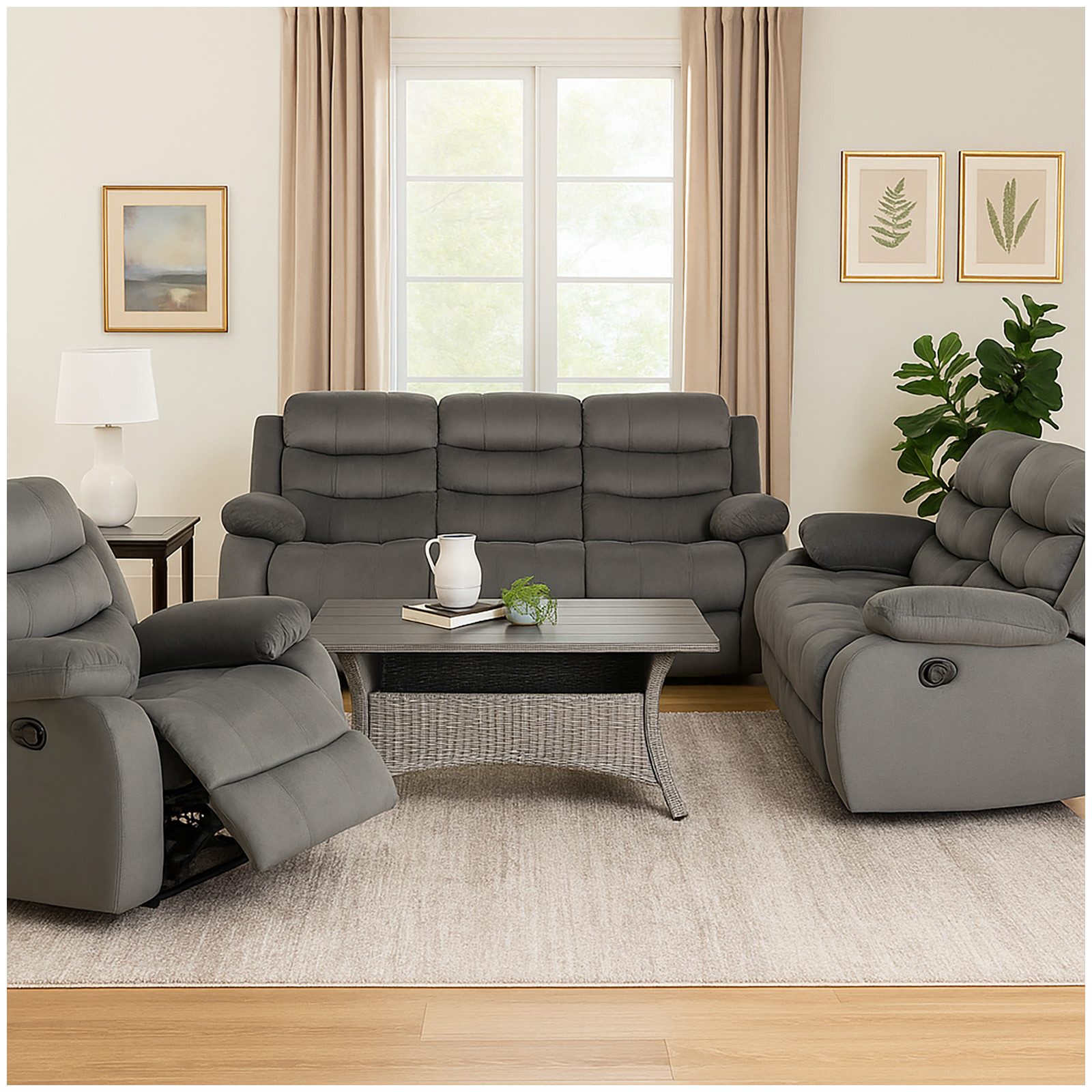 HTI-Living Ecksofa Sofagarnitur Grau Kirwall, Set 3 Teile, Couch Zweisitzer günstig online kaufen