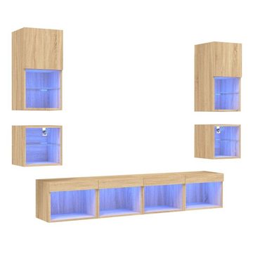 vidaXL TV-Schrank 8-tlg. Wohnwand mit LED-Beleuchtung Sonoma-Eiche Holzwerkstoff (8-St)