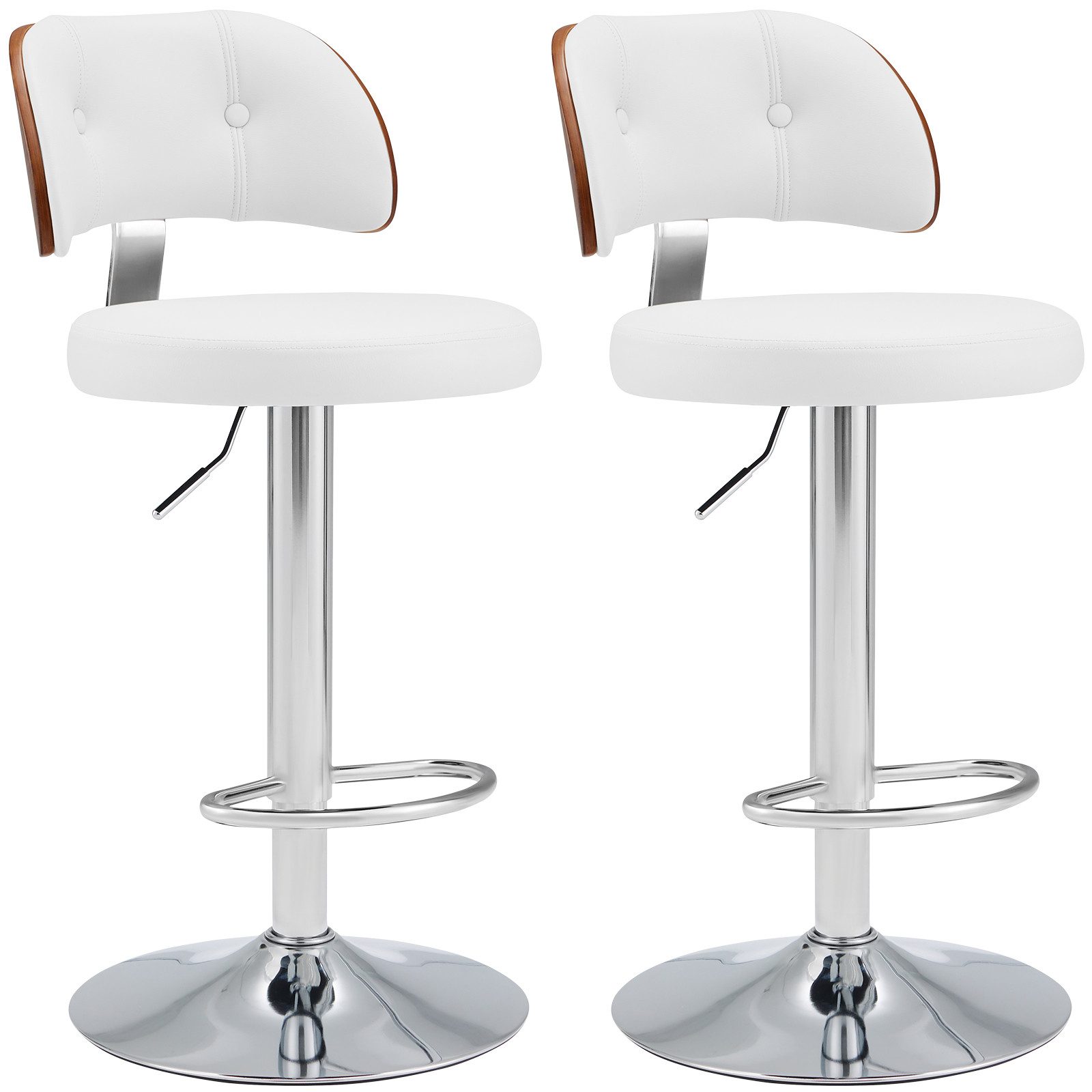 Barhocker Barstuhl Drehstuhl mit Fußstützen, Moderne PU-Leder, höhenverstellbar