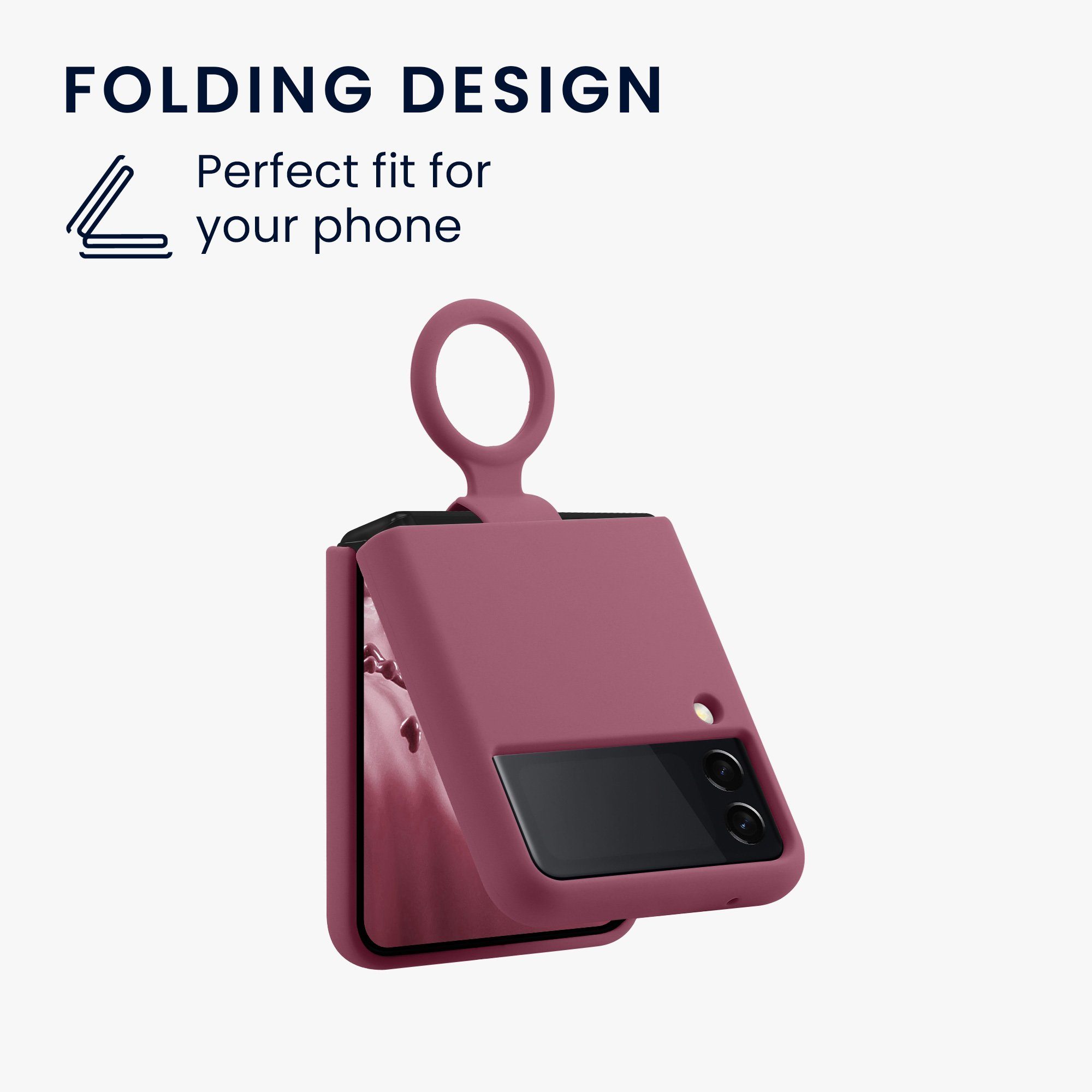 kwmobile Handyhülle Flip Soft Case für Samsung Galaxy Z Flip 3 5G, Silikon Hülle für Foldable Handy - Handyhülle in Dark Rose