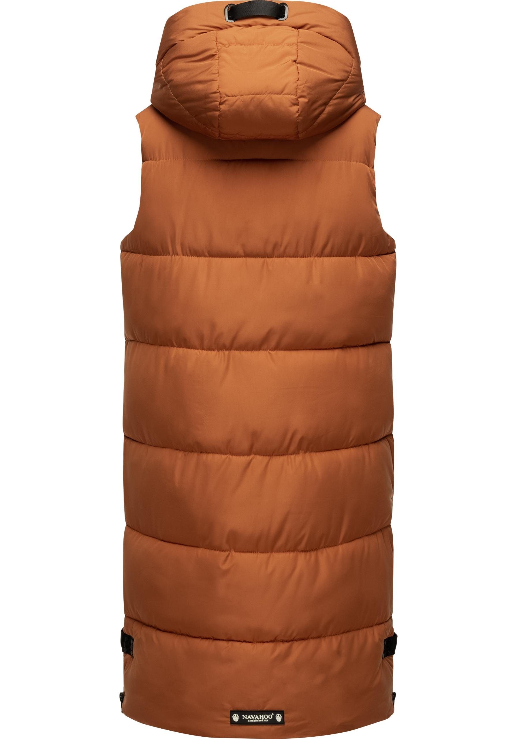 Navahoo Steppweste Schnuffelchen (1-tlg) warme Damen Outdoor-Weste lang mit Kapuze
