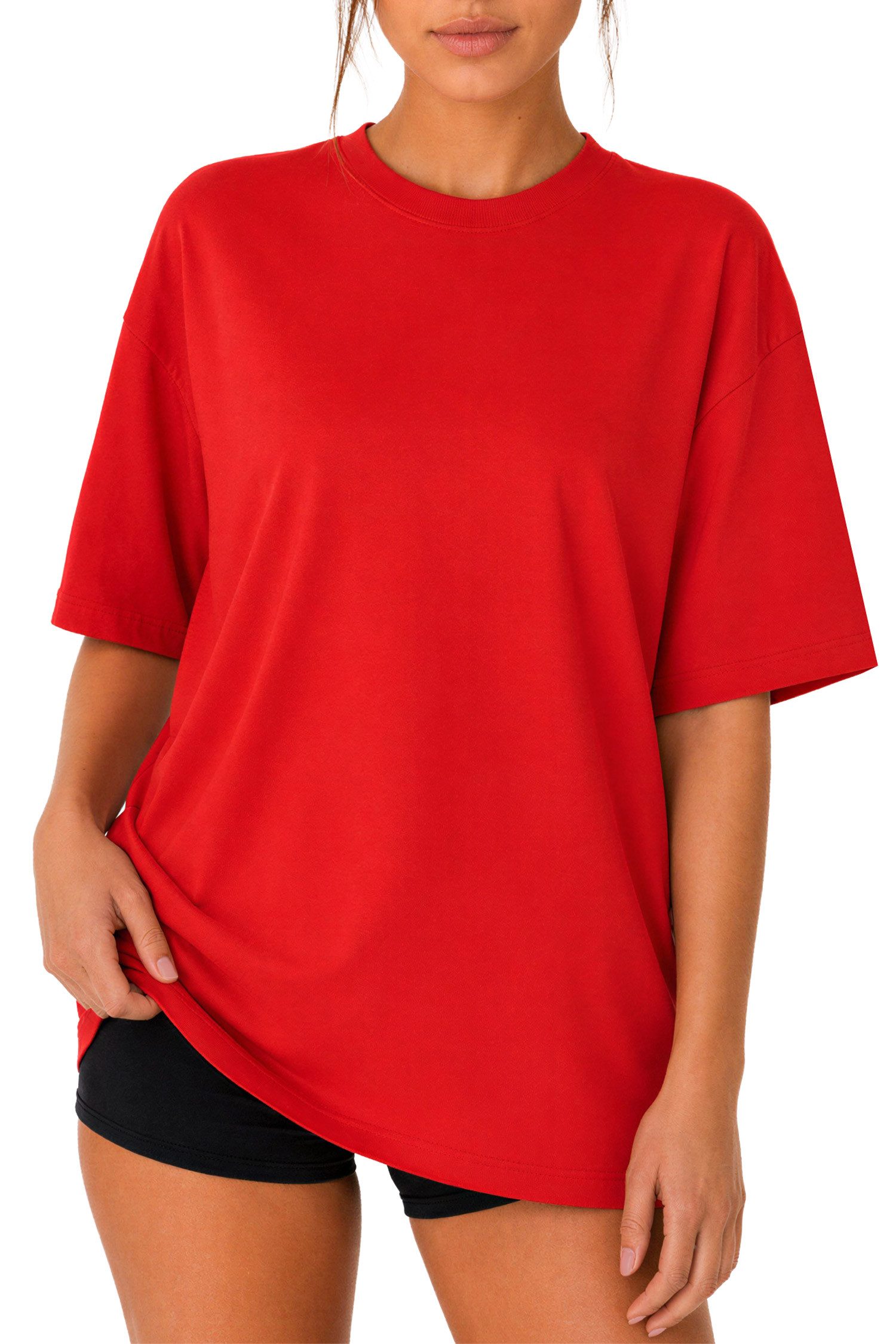 Reichstadt Oversize-Shirt Damen Oversized Kurzarmshirt 25RSW070 Fließendes Baumwolljersey für einen leichten Fall