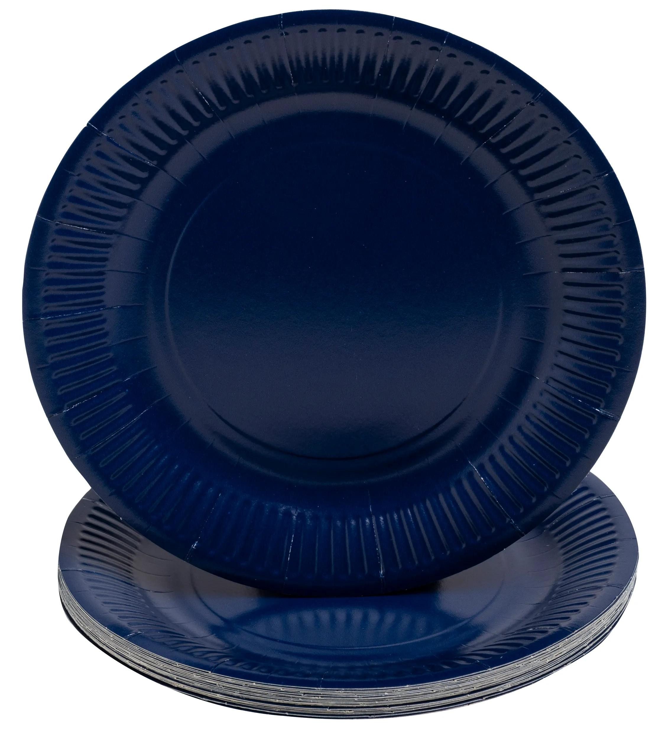 PROnappe Papierdekoration 25x Runde Pappteller, 20 St Ø 23 cm 100% plastikfrei Marineblau 79212I, Nappes
