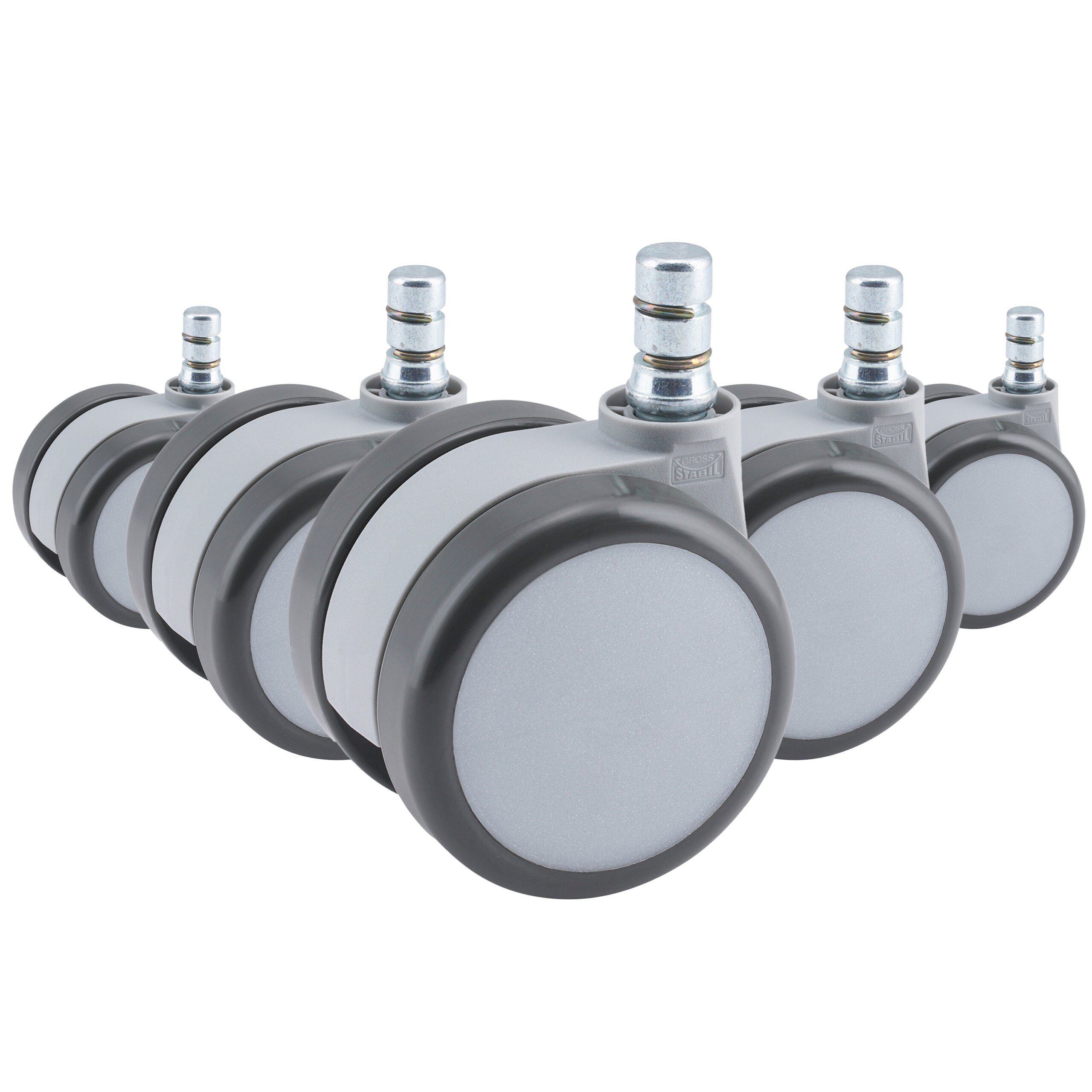 hjh OFFICE Stuhlrolle Stuhlrollen 5X Rolo Move 60 11Mm/60Mm, (5er Pack), Hartbodenrollen Bürostuhl, Rollen für Schreibtischstuhl