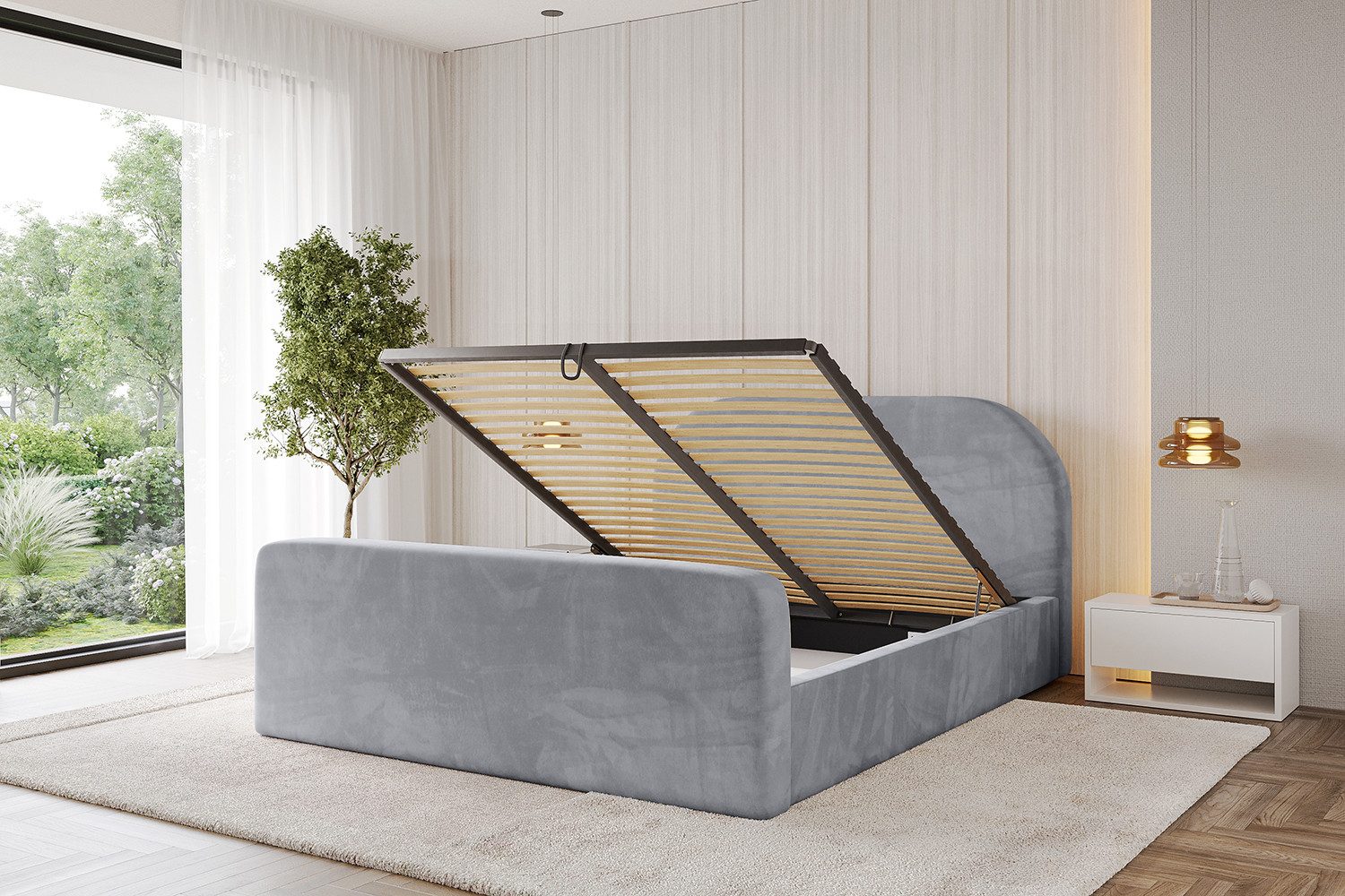 ALTDECOR Polsterbett TIVON-Z (Polsterbett mit Bettkasten und Lattenrost, Boxbett ohne Matratze), Doppelbett mit Stauraum, Bett mit Kopfteil