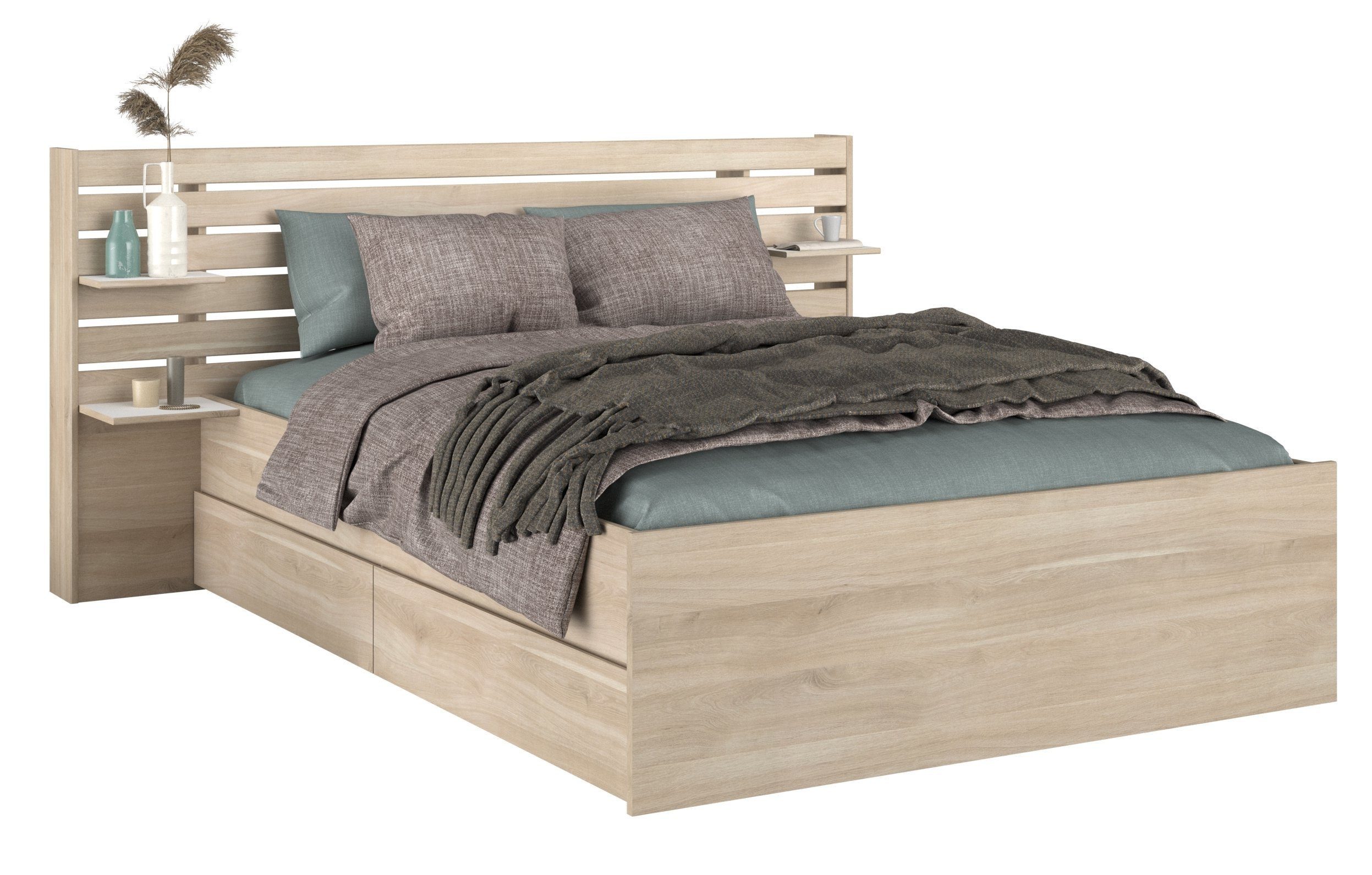 Parisot Stauraumbett Parisot Escale 3-Jugendbett Stauraumbett Japanische Eiche 160x200
