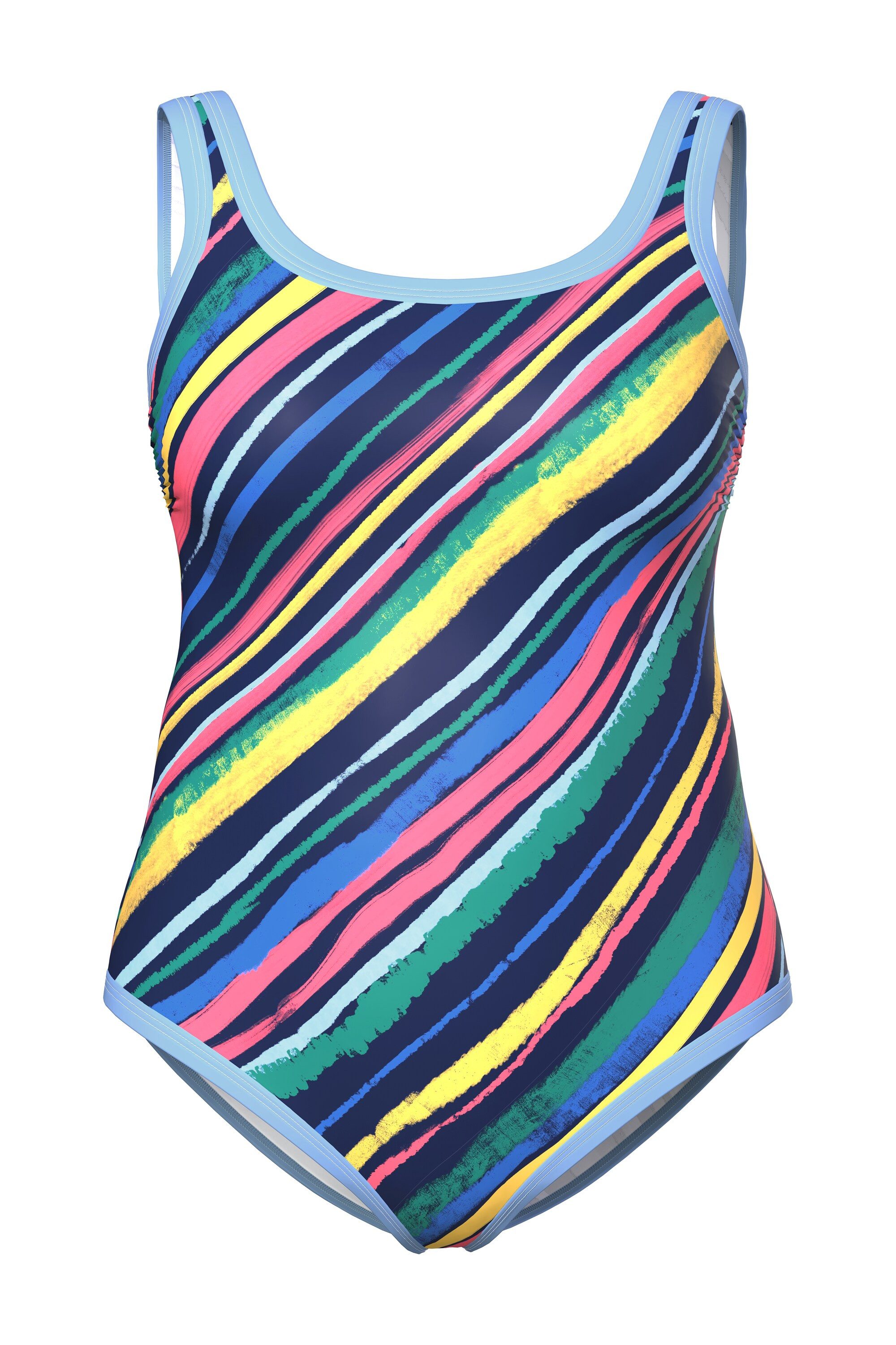 Ulla Popken Badeanzug Badeanzug diagonale Streifen ohne Softcups günstig online kaufen