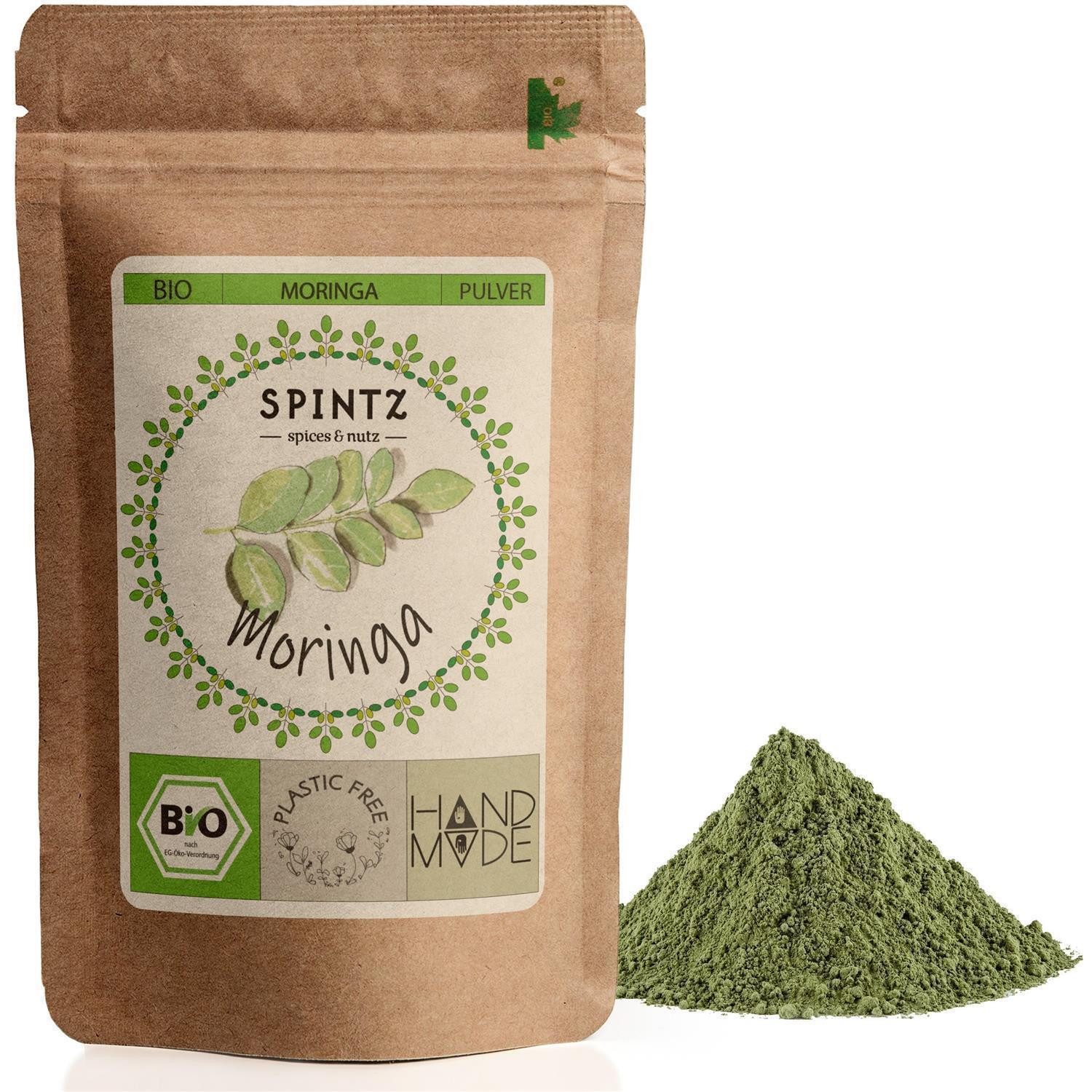 SPINTZ Bio Moringa Pulver 1 bis 2 mal täglich 1 abgestrichener Teelöffel in Smoothies, Säfte, Wasser oder andere Getränke einrühren, 1 er 250 g