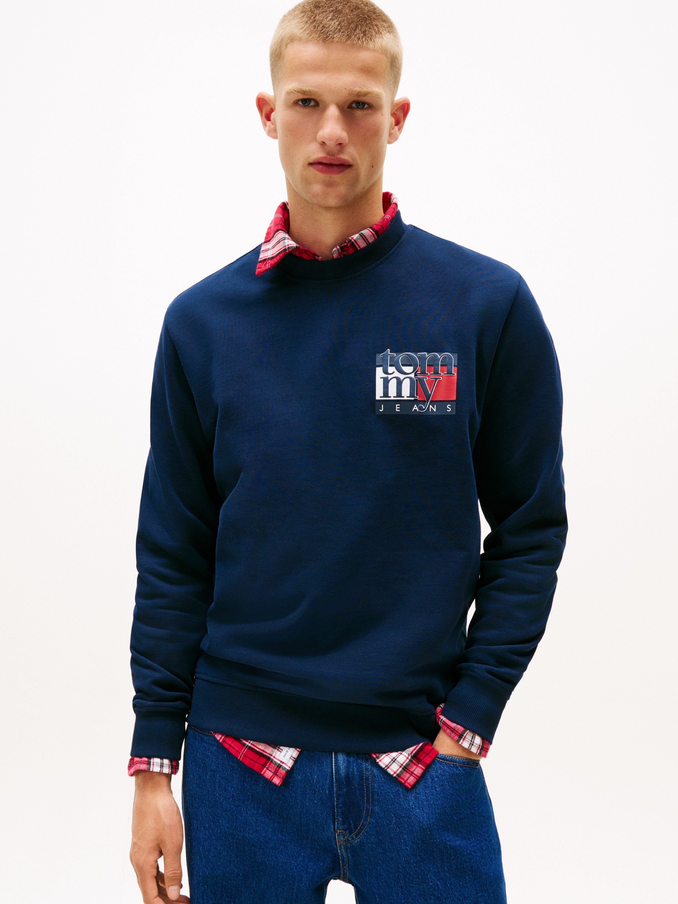 Tommy Jeans Sweatshirt TJM RWB FLAG Rundhals, regular fit, Print, Rippbündc günstig online kaufen