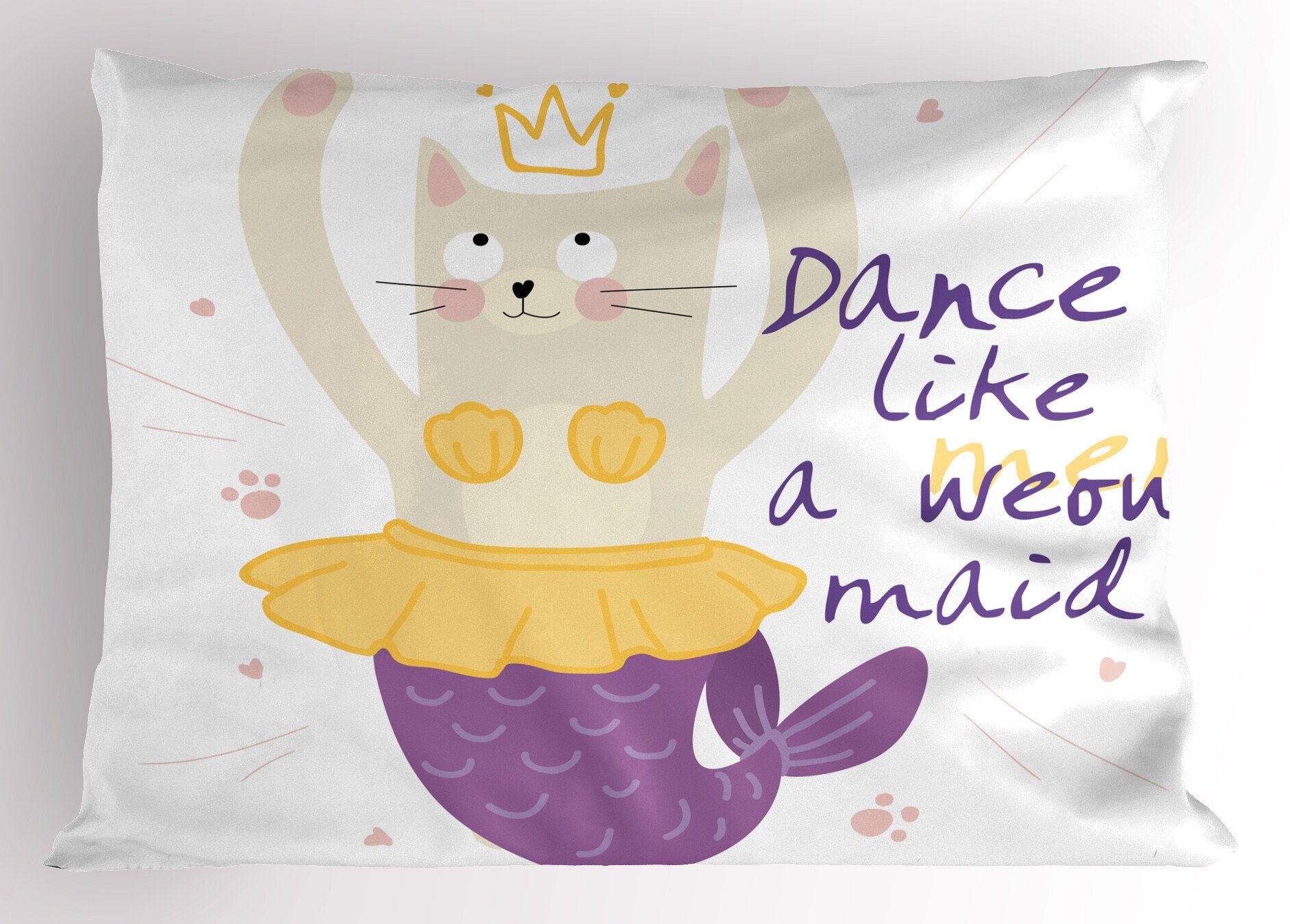 Kissenbezüge Dekorativer Standard King Size Gedruckter Kissenbezug, Abakuhaus (1 Stück), Süße Katze Tanz wie ein Meowmade Text