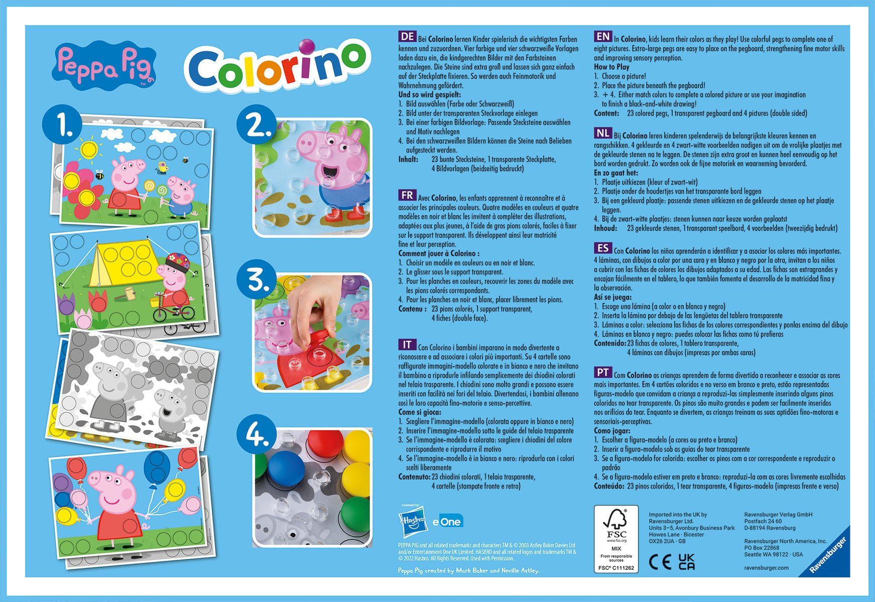 Ravensburger Spiel Peppa Pig Colorino, Steckspiel, Made in Europe