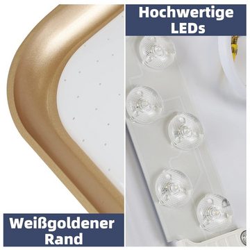 ZMH Deckenleuchten Eckige Sternenhimmel-Design 30cm CCT mit Fernbedienung 32W, dimmbar, LED fest integriert, warmweiß-kaltweiß, Weißgold