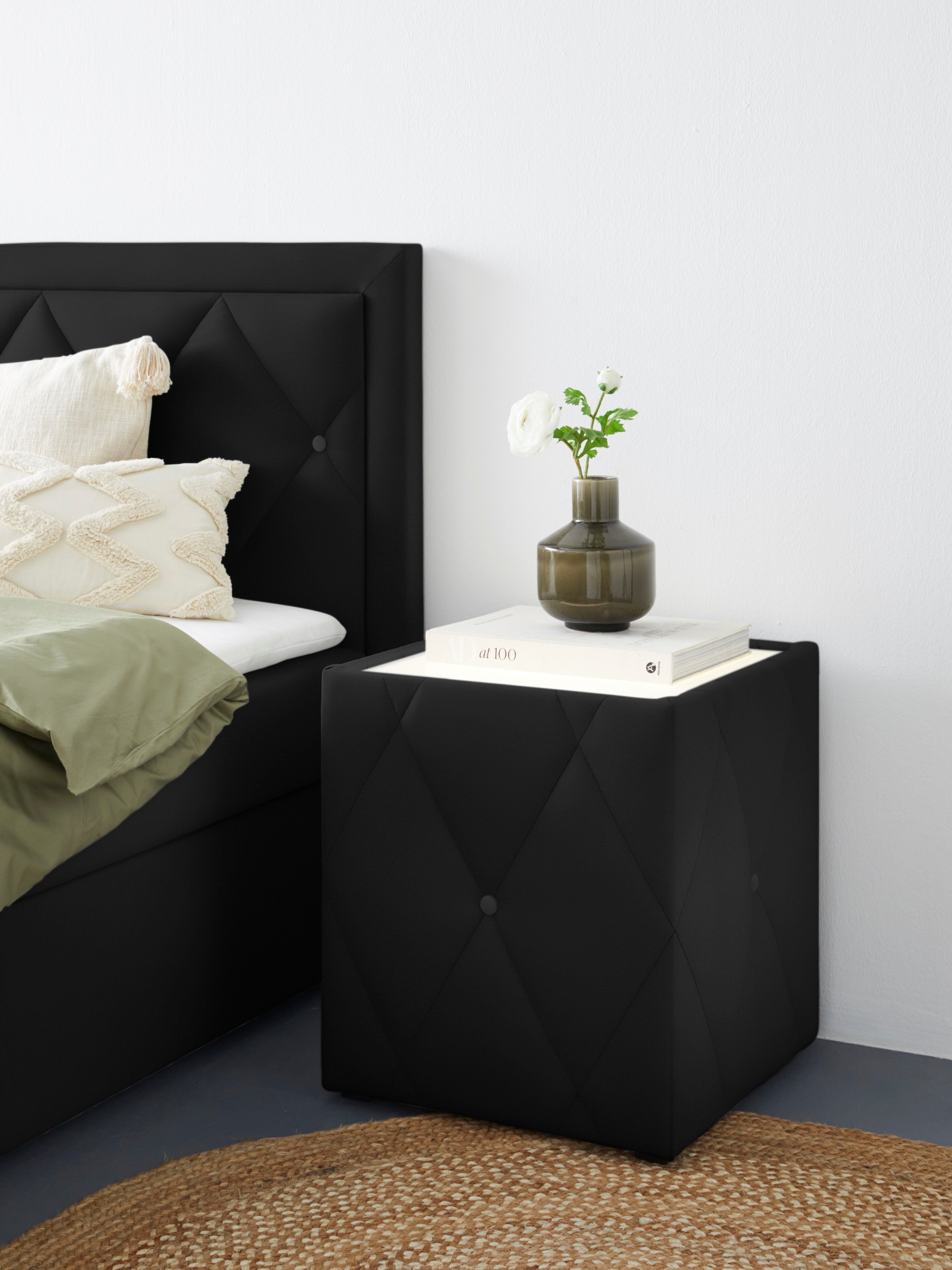 Leonique Nachttisch Alfie, mit Beleuchtung und Bezug aus Samtverlours günstig online kaufen