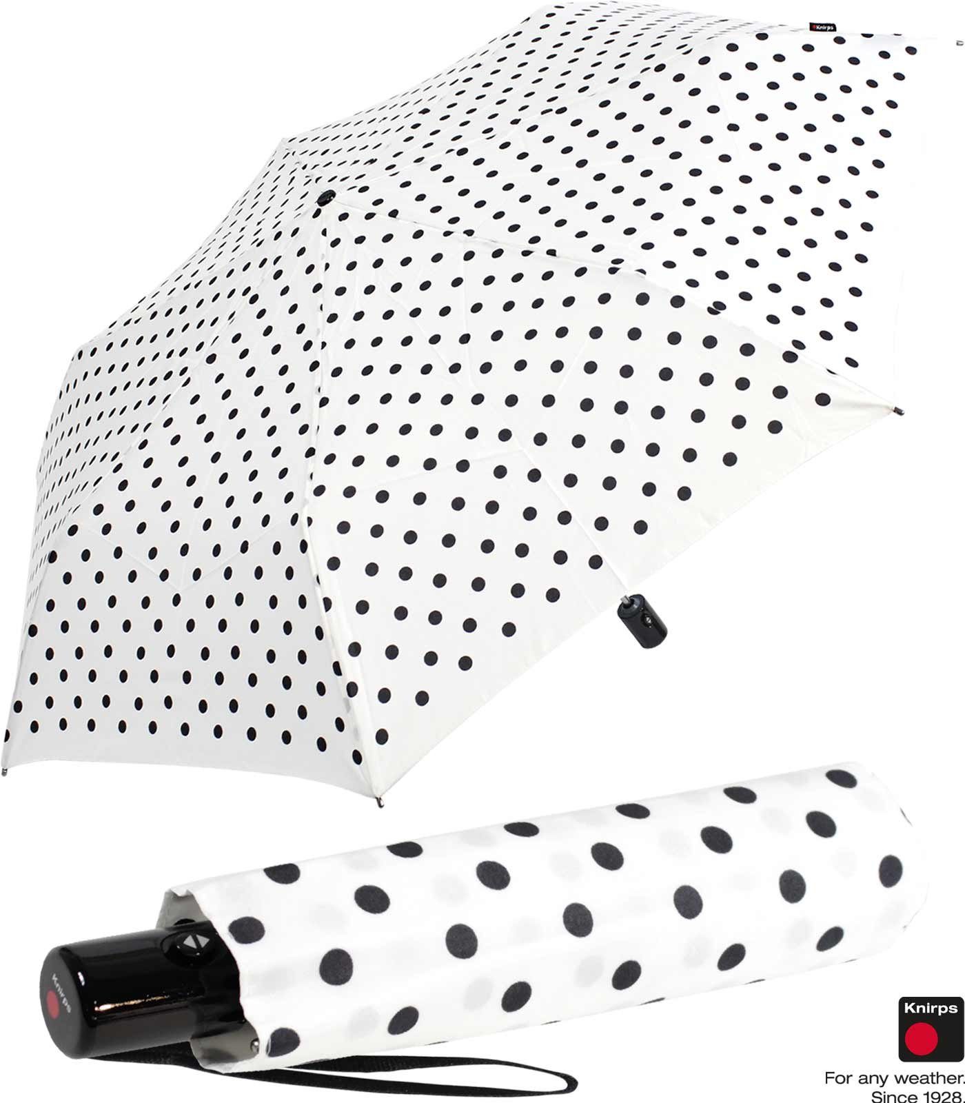 - Dots, weiß-schwarz Slim jede Duomatic Auf-Zu-Automatik in mit dabei, Taschenregenschirm Knirps® mit immer Tasche Polka passt