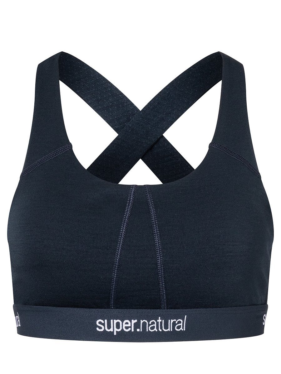 SUPER.NATURAL Sport-BH Merino Bra FEEL GOOD Blueberry elastischer W BRA Merino-Materialmix