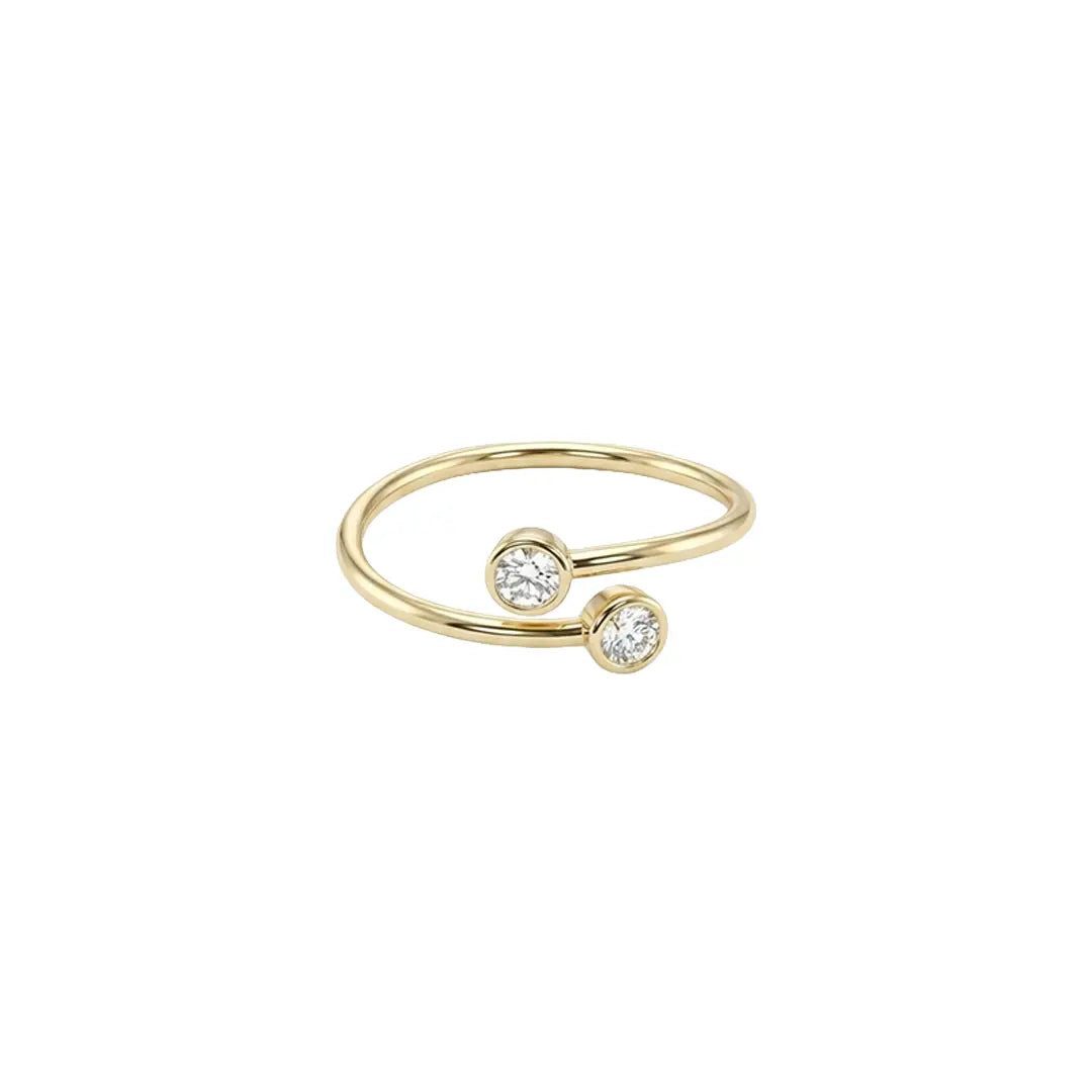 Suzan Gold Goldring 375 Echtgold Twinlight offen mit zwei Zirkonia Größe 56, Zeitloses Design, vielseitig kombinierbar, ideal als Geschenk