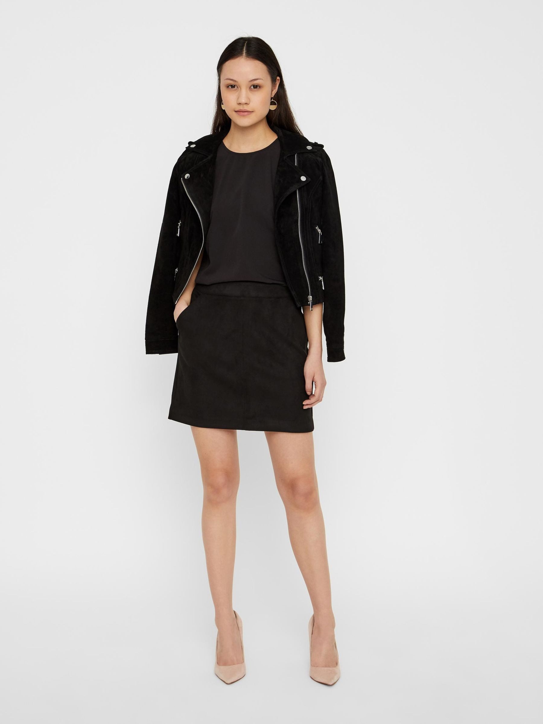 Vero Moda Sommerrock Velours Feiner Samt Nicki SKIRT VMDONNADINA für Recyceltes Material nachhaltig Regulär geschnitten Fit unifarben