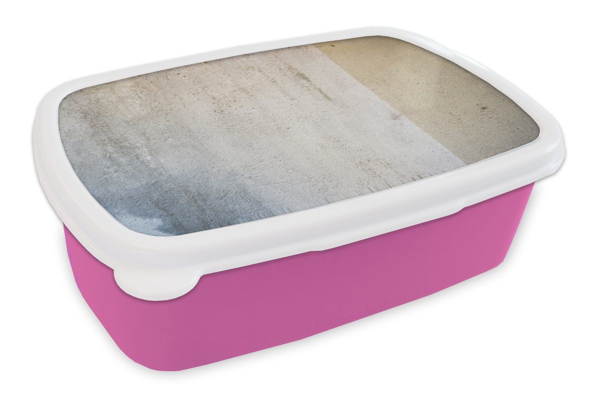 MuchoWow Lunchbox Beton - Wand - Grau, Kunststoff, (2-tlg), Brotbox für Erwachsene, Brotdose Kinder, Snackbox, Mädchen, Kunststoff rosa